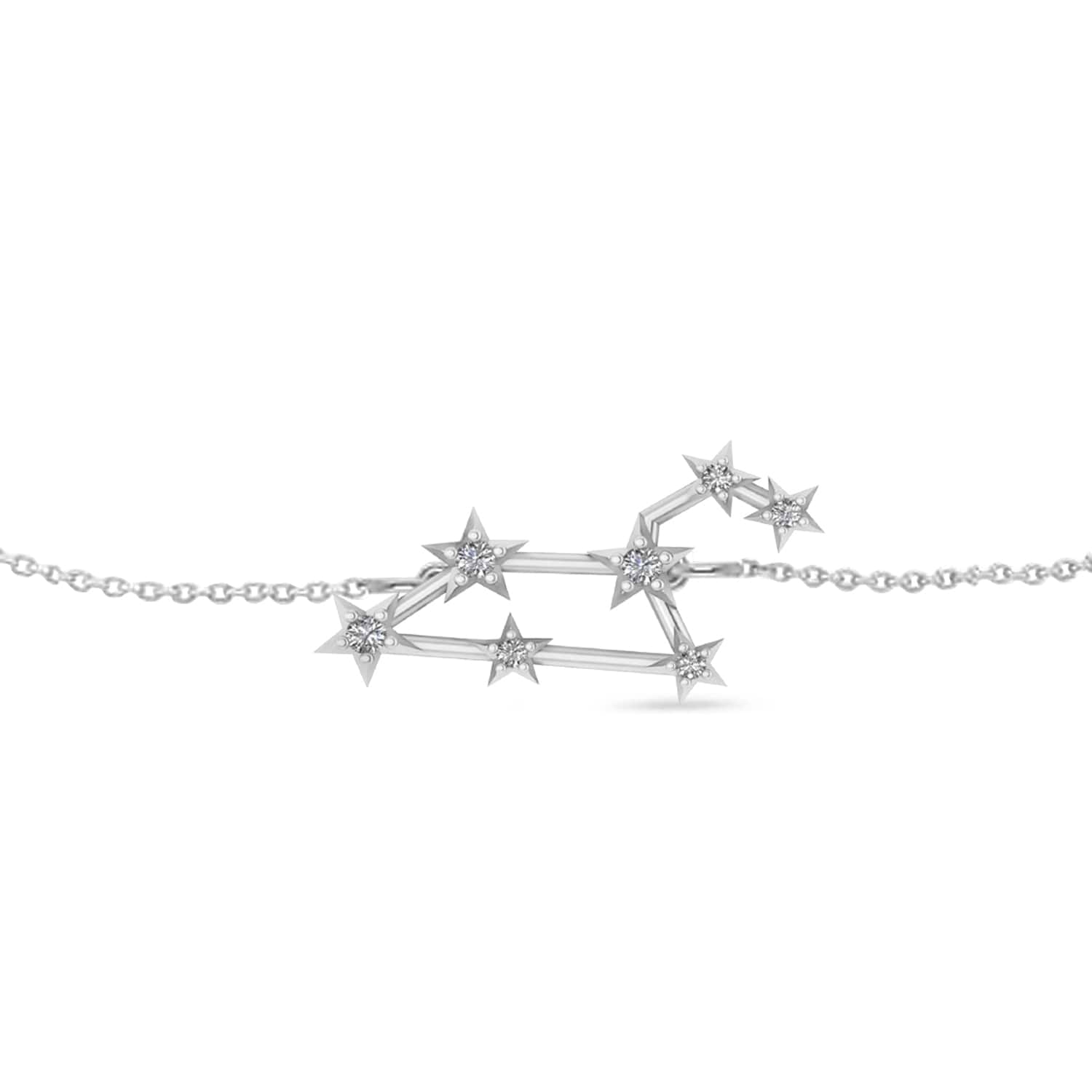 Diamond Leo Zodiac Constellation Star Bracelet 14k White Gold (0.10ct)