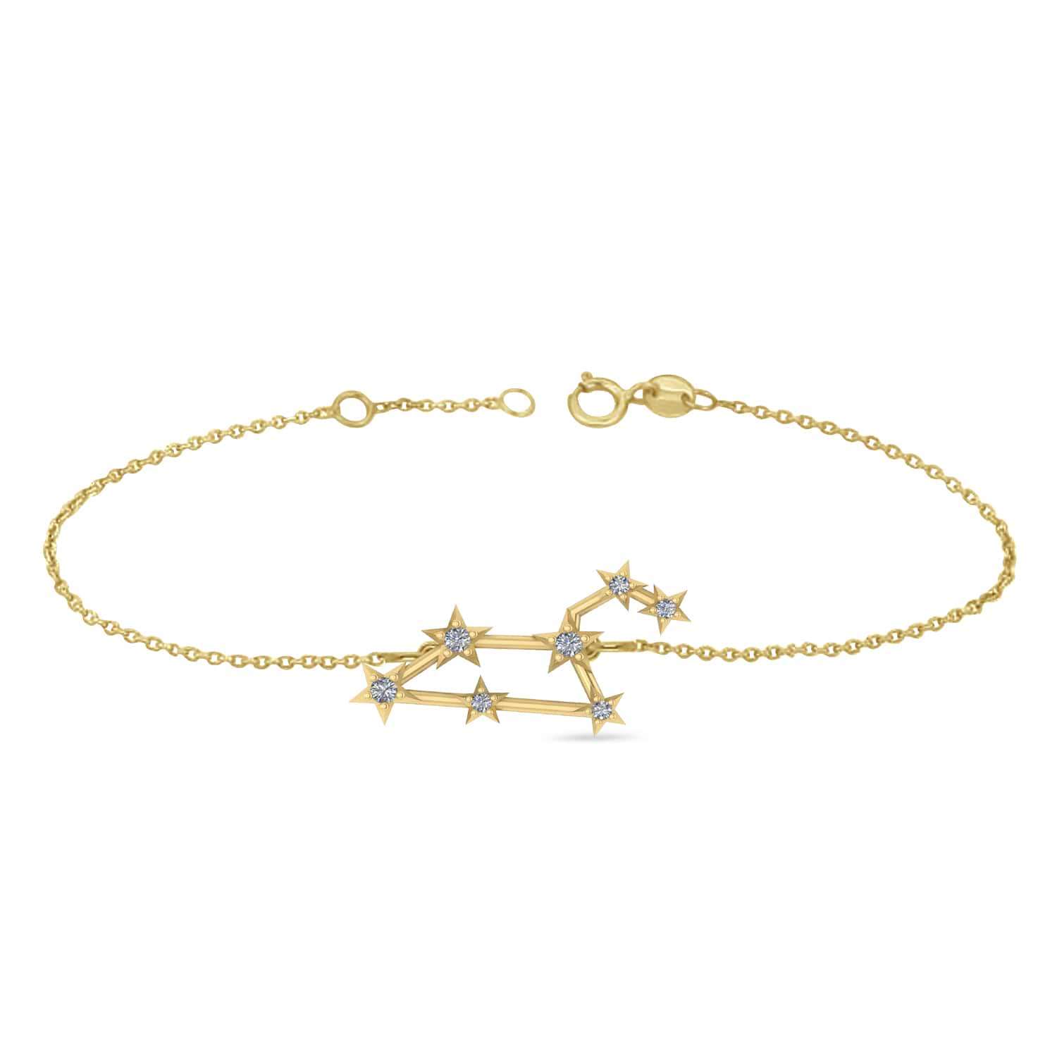 Diamond Leo Zodiac Constellation Star Bracelet 14k Yellow Gold (0.10ct)