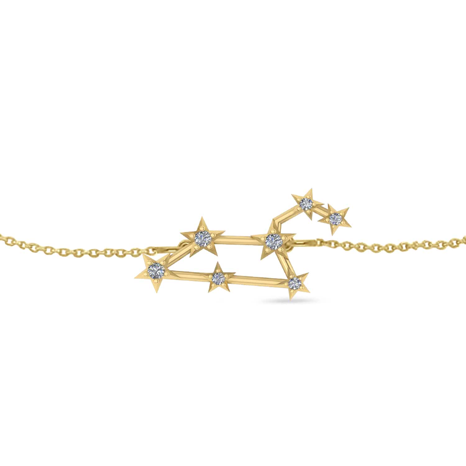 Diamond Leo Zodiac Constellation Star Bracelet 14k Yellow Gold (0.10ct)