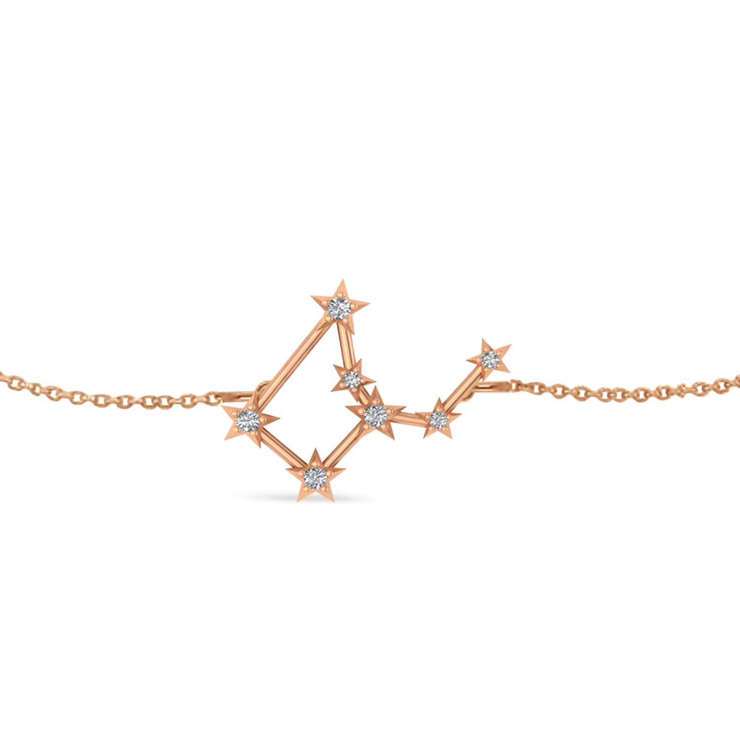 Diamond Virgo Zodiac Constellation Star Bracelet 14k Rose Gold (0.11ct)