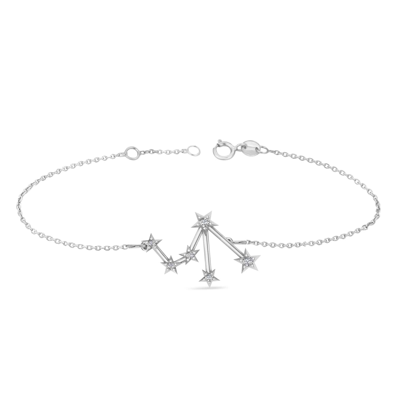 Diamond Libra Zodiac Constellation Star Bracelet 14k White Gold (0.08ct)