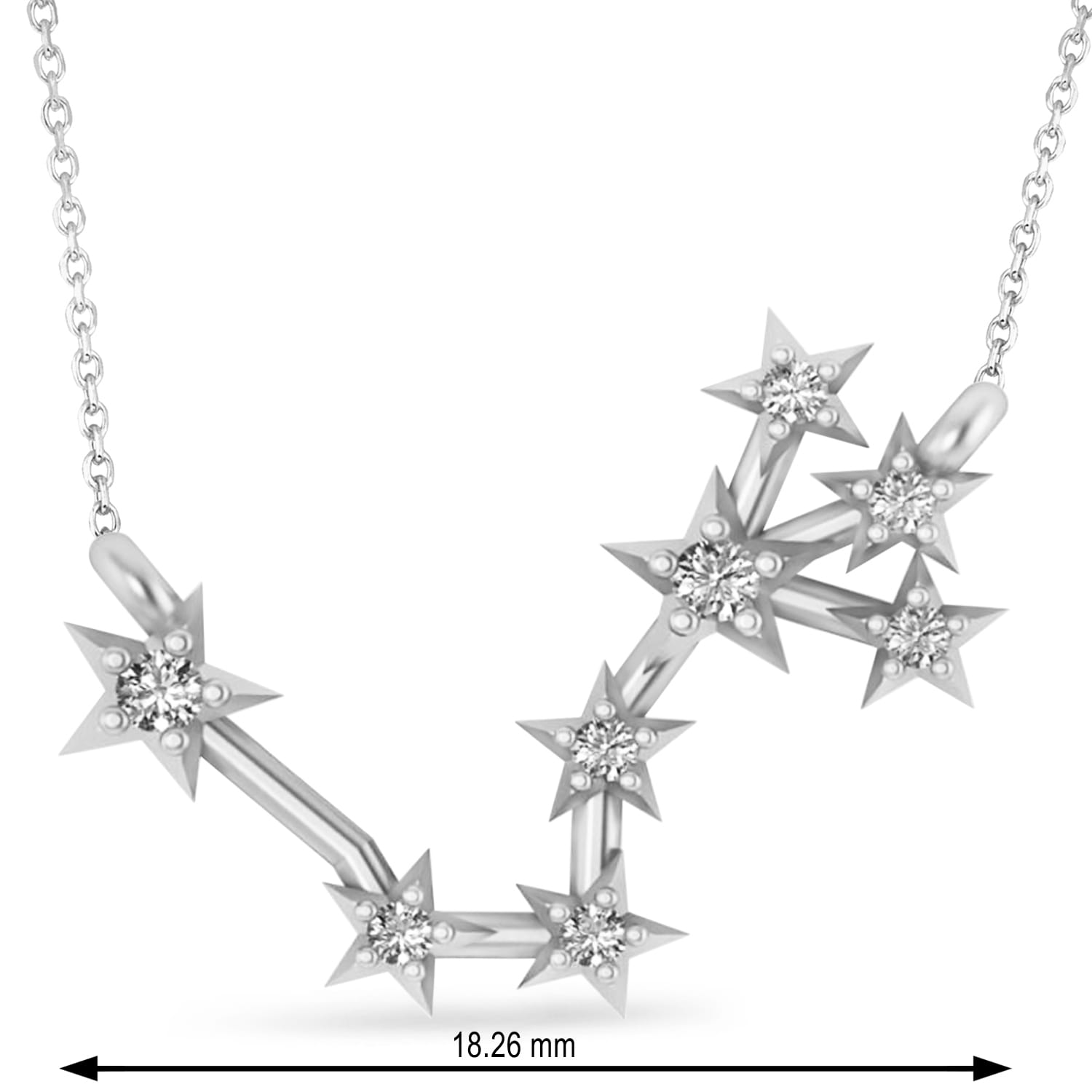 Diamond Scorpio Zodiac Constellation Star Necklace 14k White Gold 0 