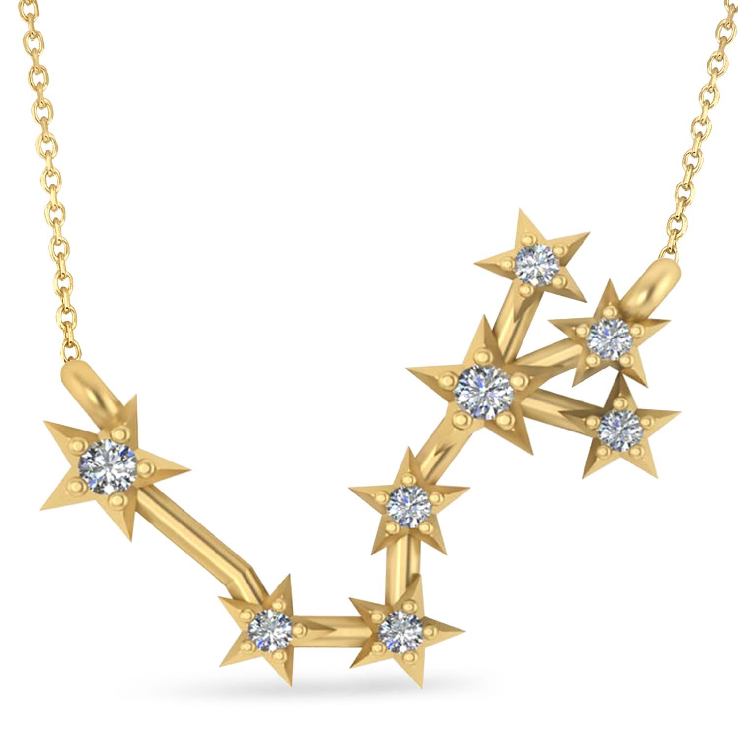 Diamond Scorpio Zodiac Constellation Star Necklace 14k Yellow Gold (0.10ct)