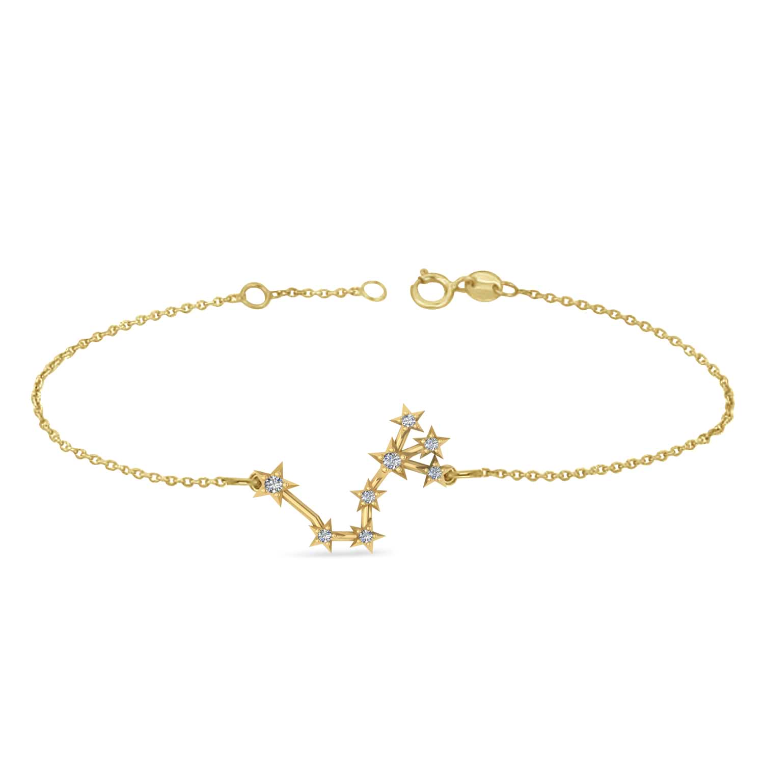 Diamond Scorpio Zodiac Constellation Star Bracelet 14k Yellow Gold (0.10ct)