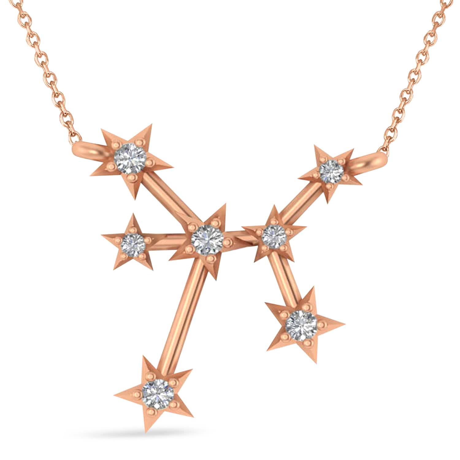 Diamond Sagittarius Zodiac Constellation Star Necklace 14k Rose Gold (0.11ct)