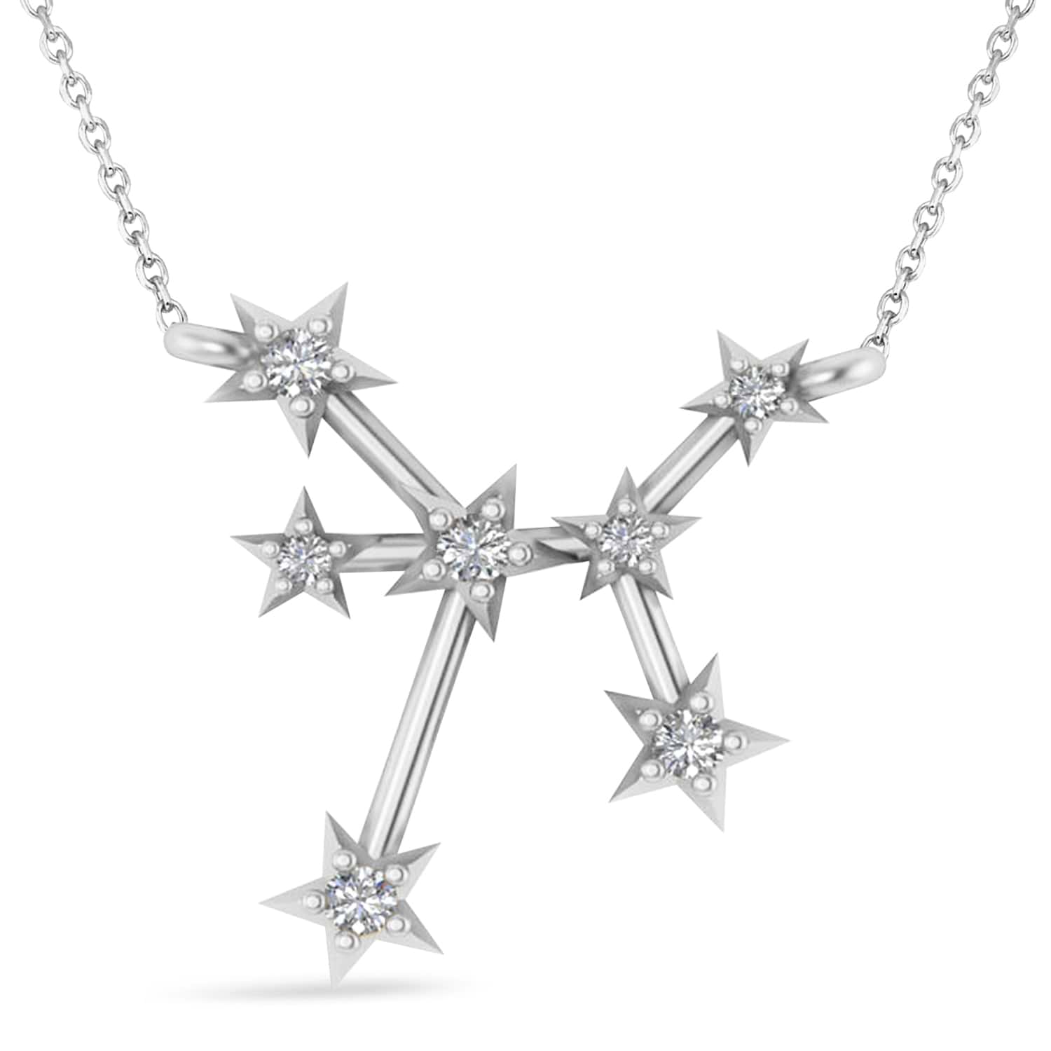 Diamond Sagittarius Zodiac Constellation Star Necklace 14k White Gold (0.11ct)