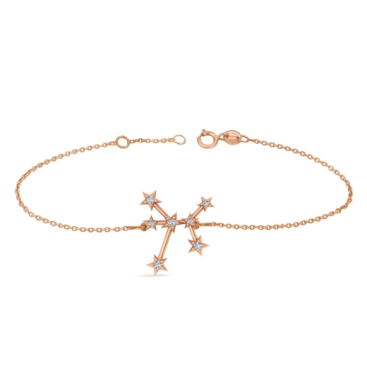 Diamond Sagittarius Zodiac Constellation Star Bracelet 14k Rose Gold (0.11ct)