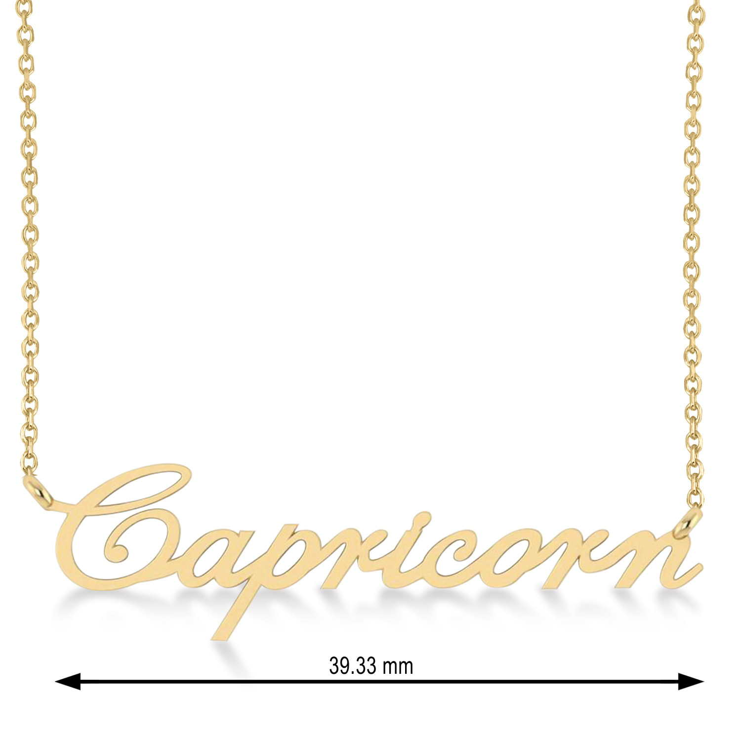 Capricorn Zodiac Text Pendant Necklace 14k Yellow Gold
