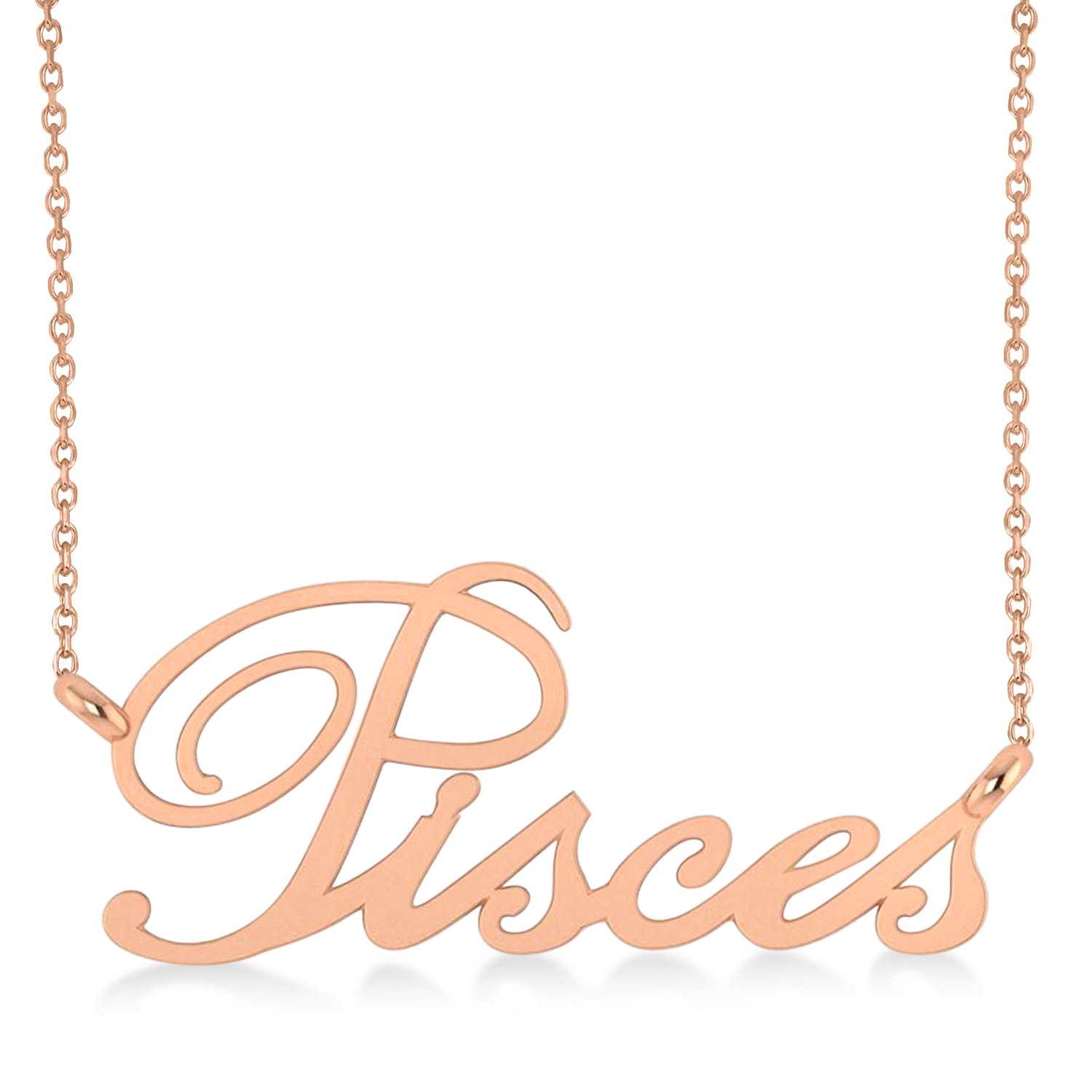 Pisces Zodiac Text Pendant Necklace 14k Rose Gold