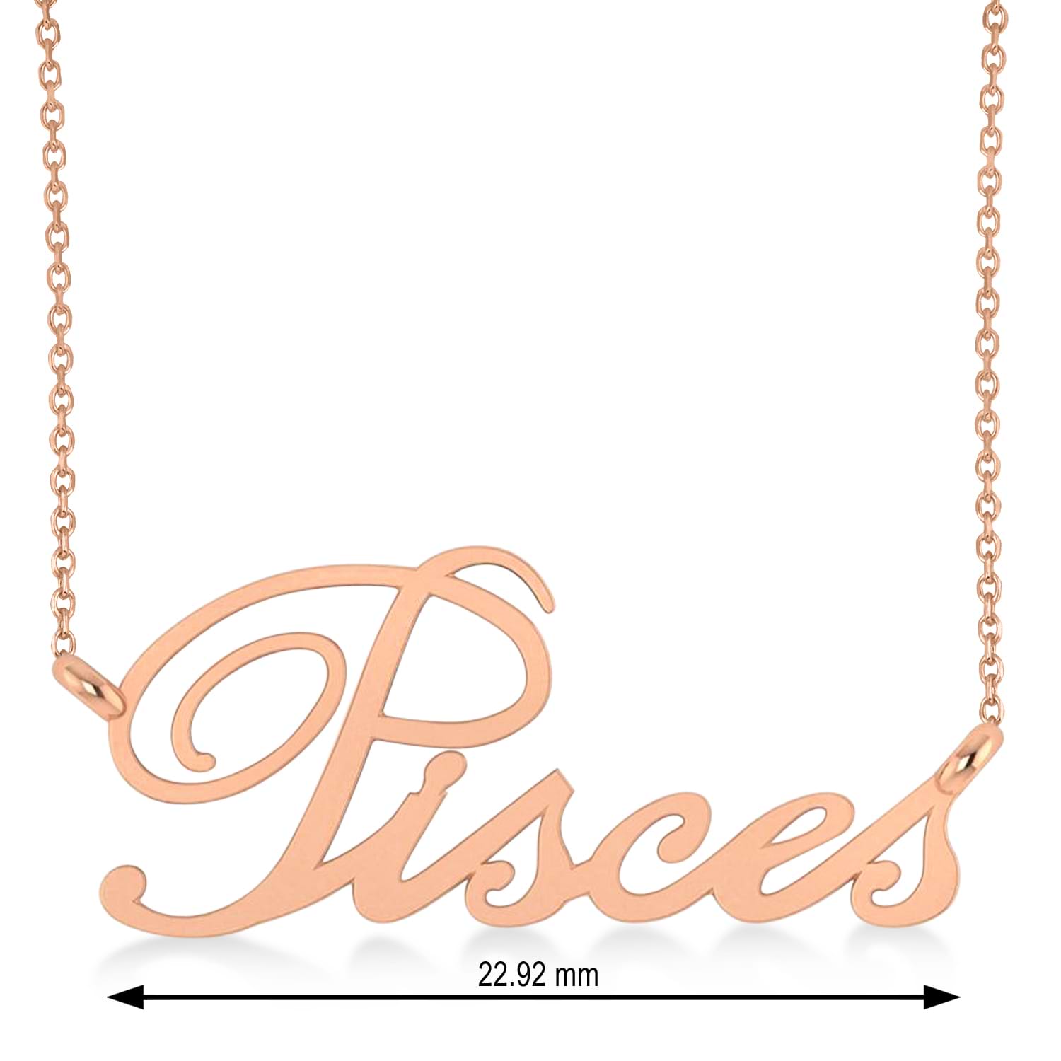 Pisces Zodiac Text Pendant Necklace 14k Rose Gold