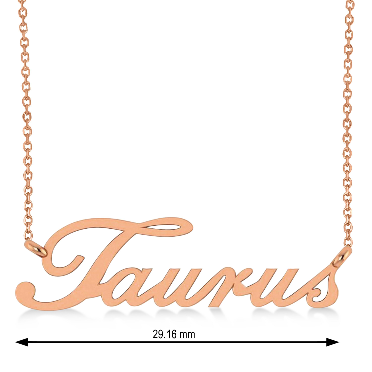 Taurus Zodiac Text Pendant Necklace 14k Rose Gold