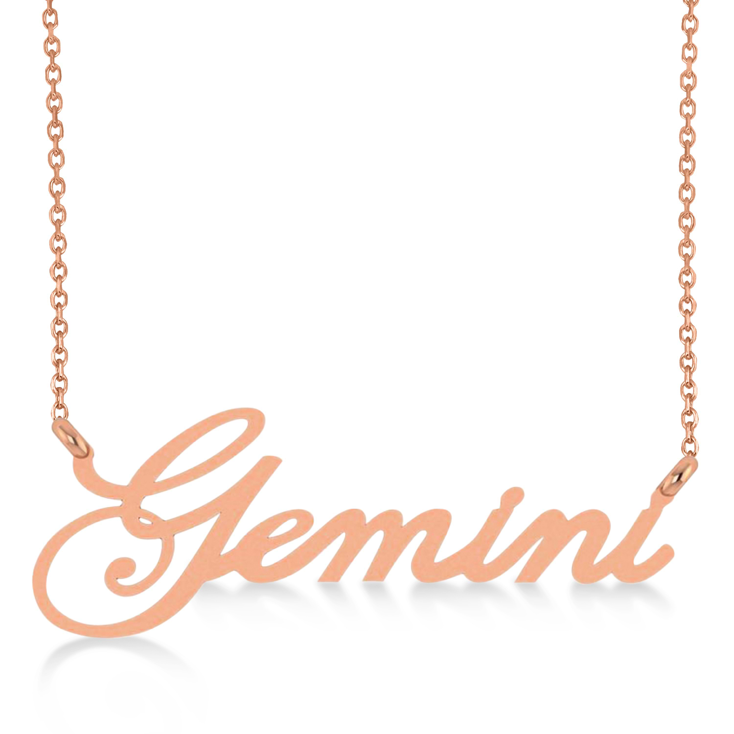 Gemini Zodiac Text Pendant Necklace 14k Rose Gold