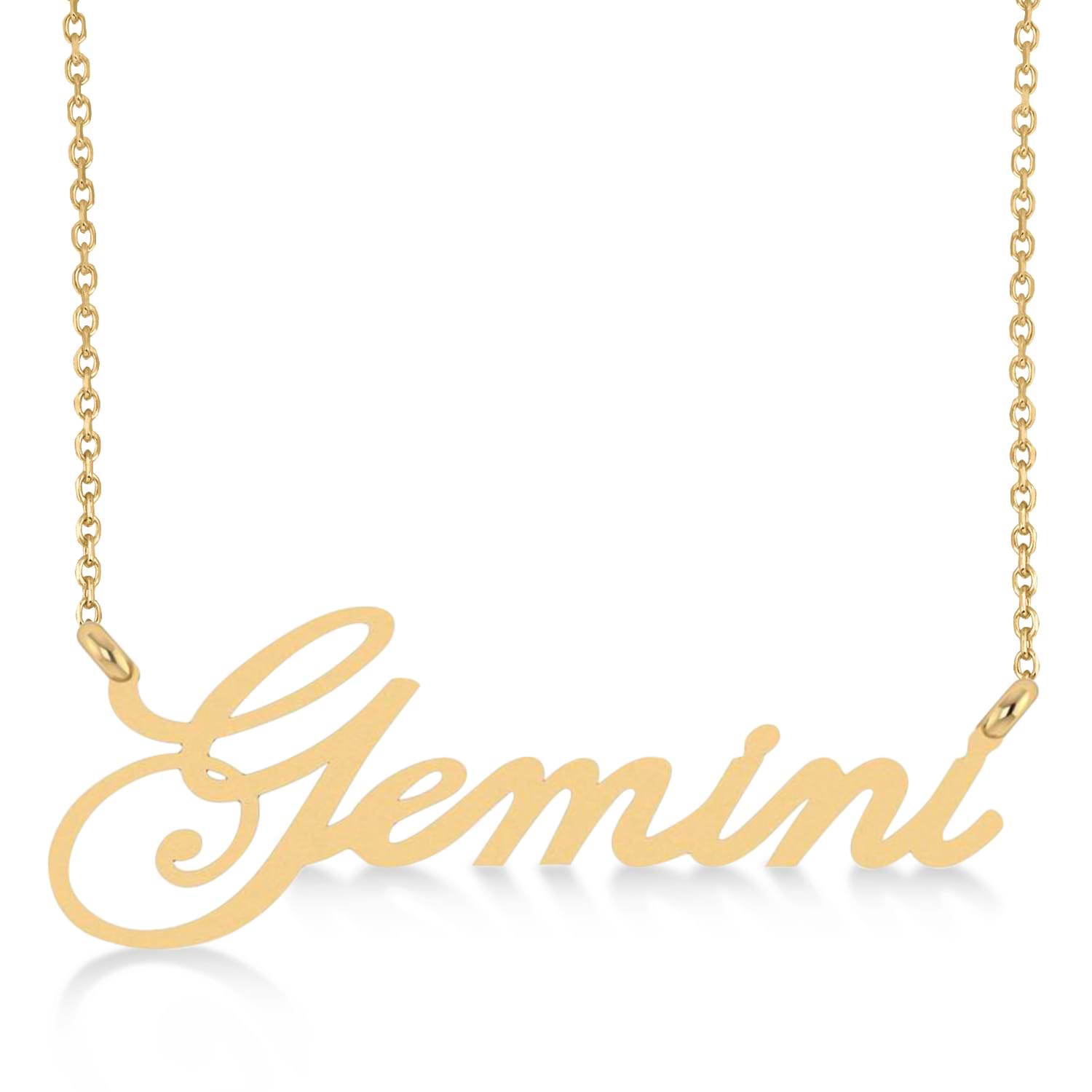 Gemini Zodiac Text Pendant Necklace 14k Yellow Gold
