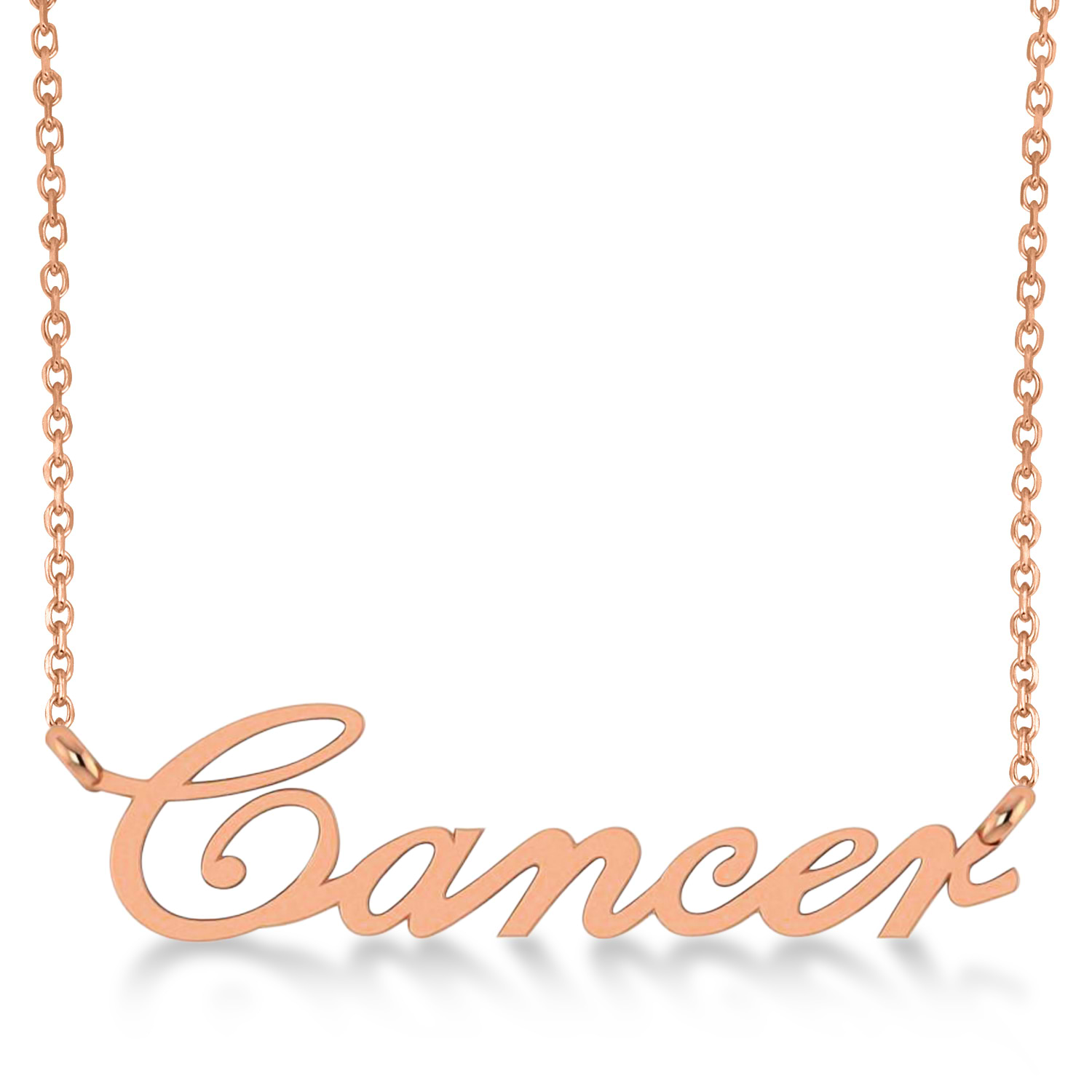 Cancer Zodiac Text Pendant Necklace 14k Rose Gold