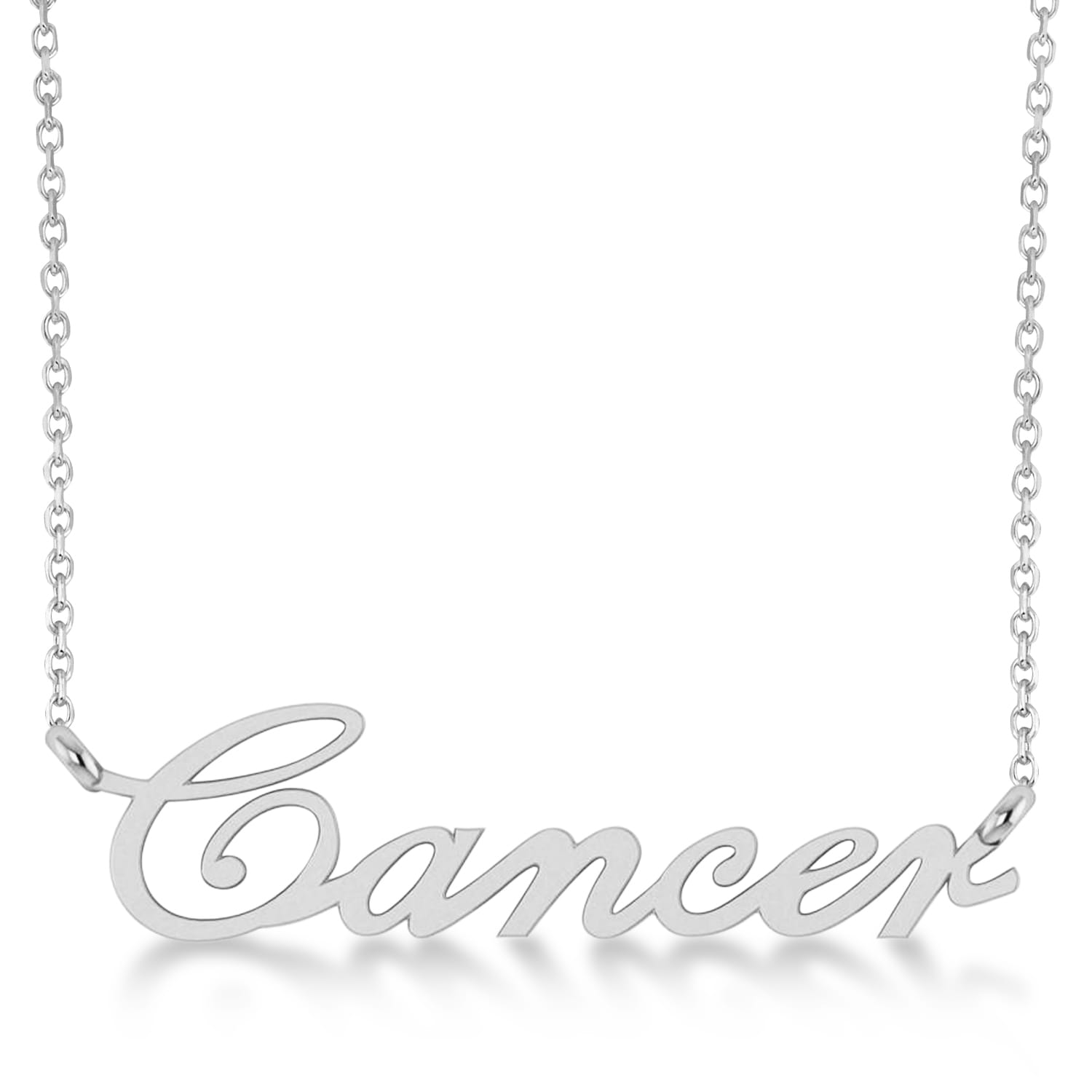 Cancer Zodiac Text Pendant Necklace 14k White Gold