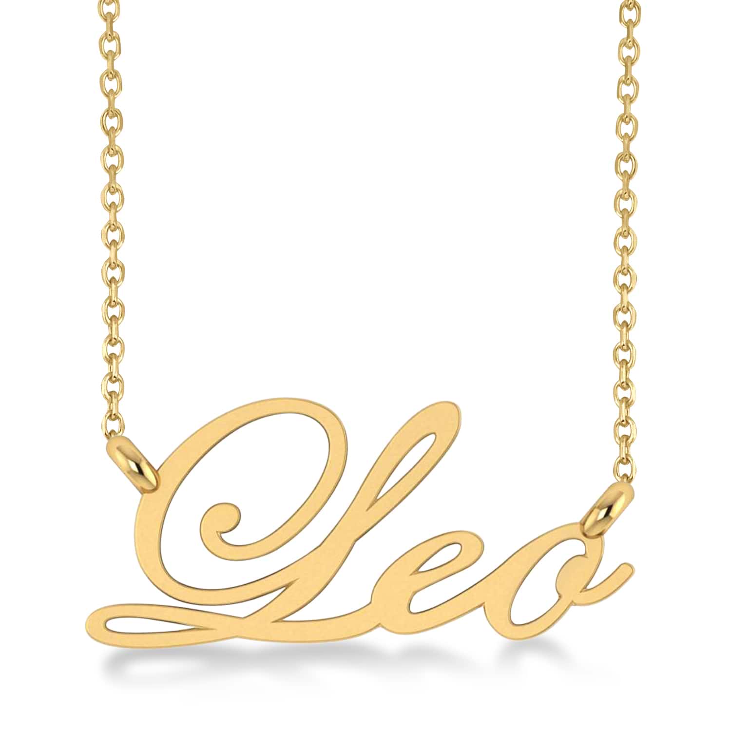Leo Zodiac Text Pendant Necklace 14k Yellow Gold