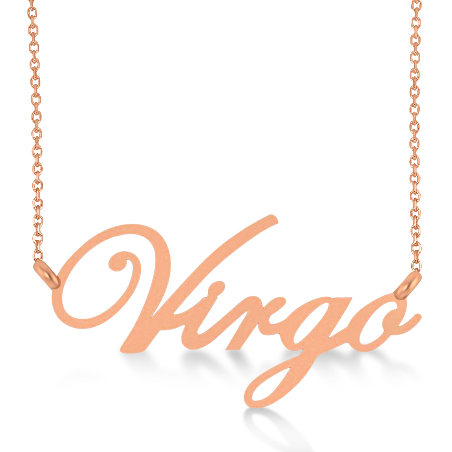 Virgo Zodiac Text Pendant Necklace 14k Rose Gold