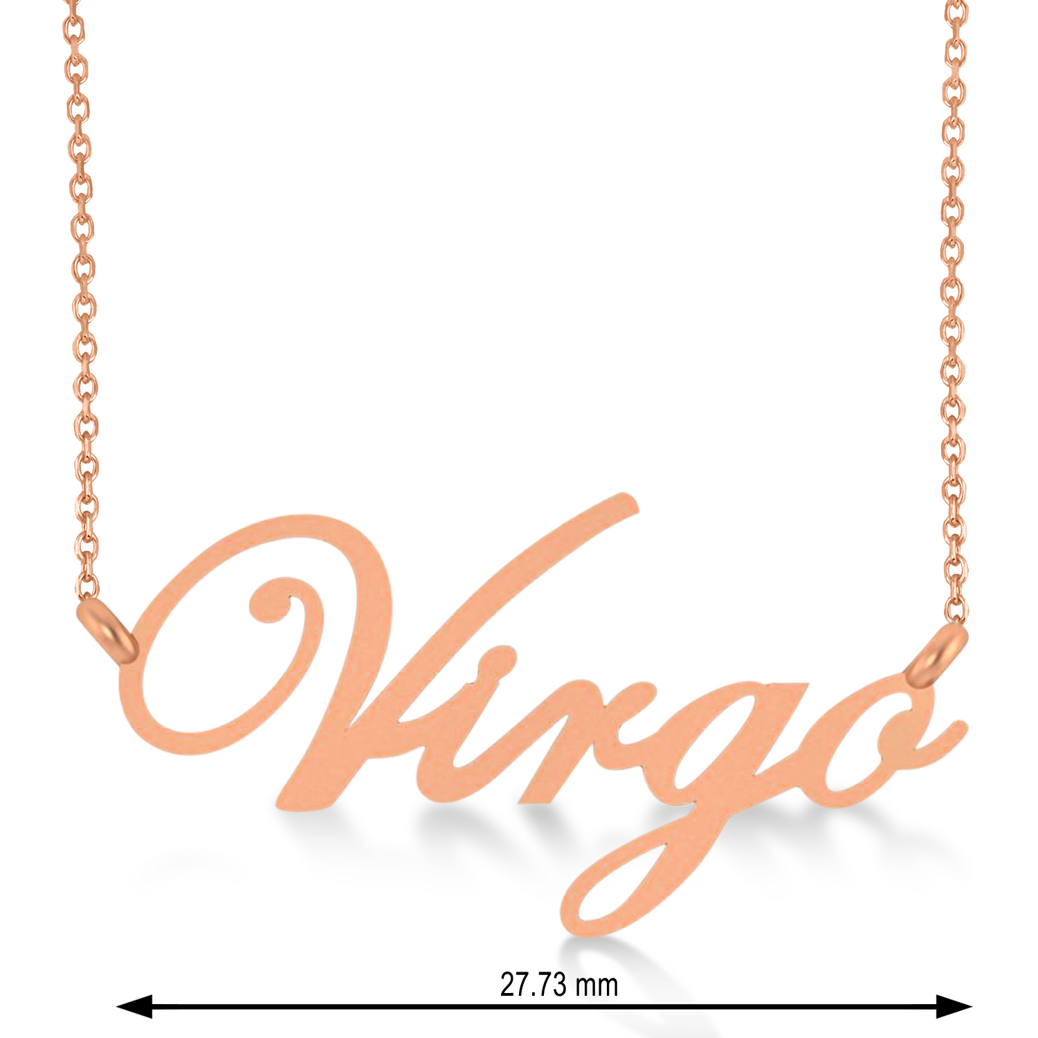 Virgo Zodiac Text Pendant Necklace 14k Rose Gold