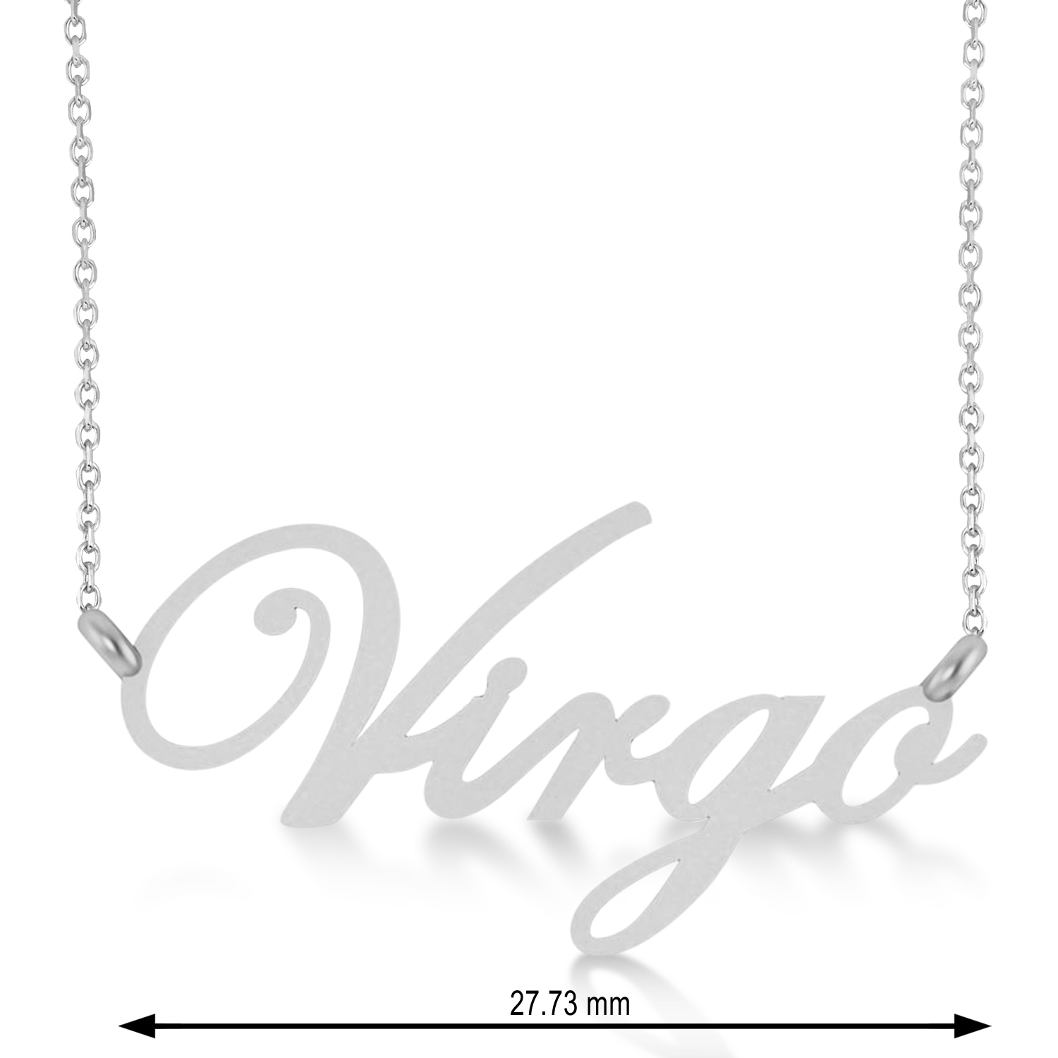 Virgo Zodiac Text Pendant Necklace 14k White Gold