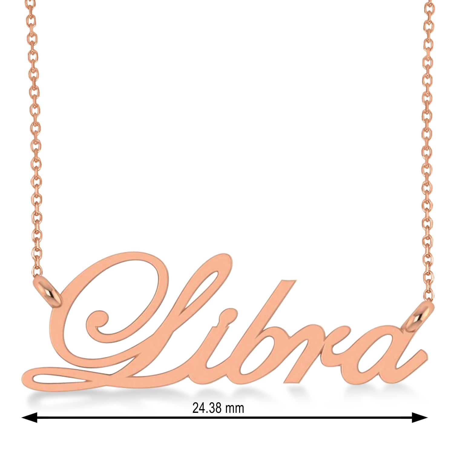 Libra Zodiac Text Pendant Necklace 14k Rose Gold