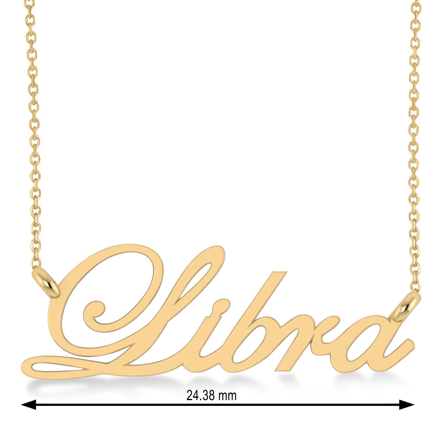 Libra Zodiac Text Pendant Necklace 14k Yellow Gold