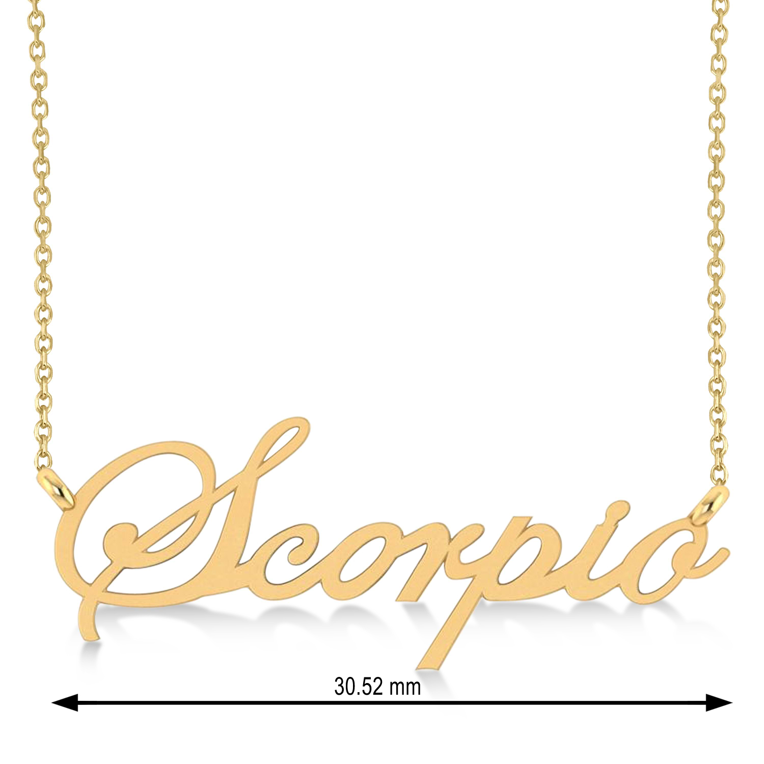 Scorpio Zodiac Text Pendant Necklace 14k Yellow Gold
