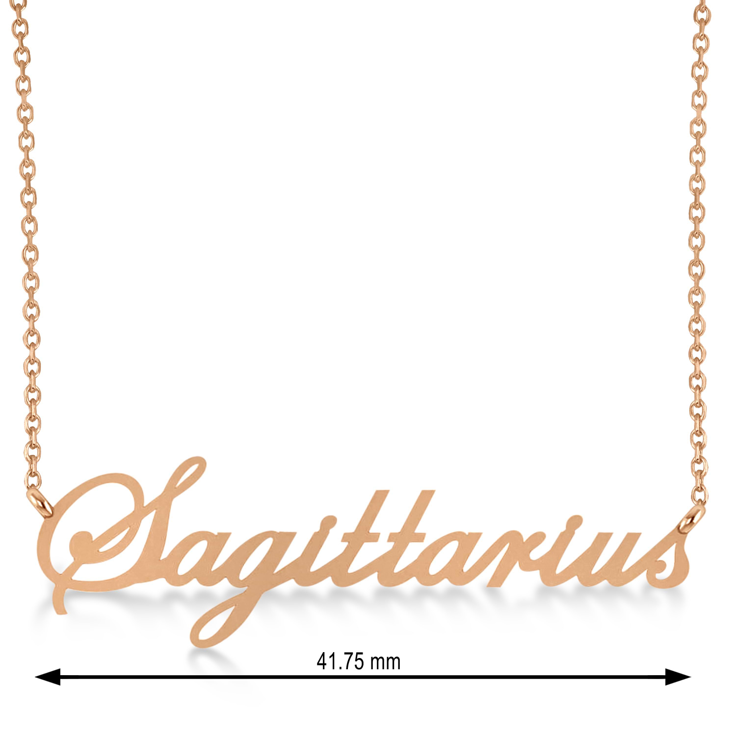 Sagittarius Zodiac Text Pendant Necklace 14k Rose Gold