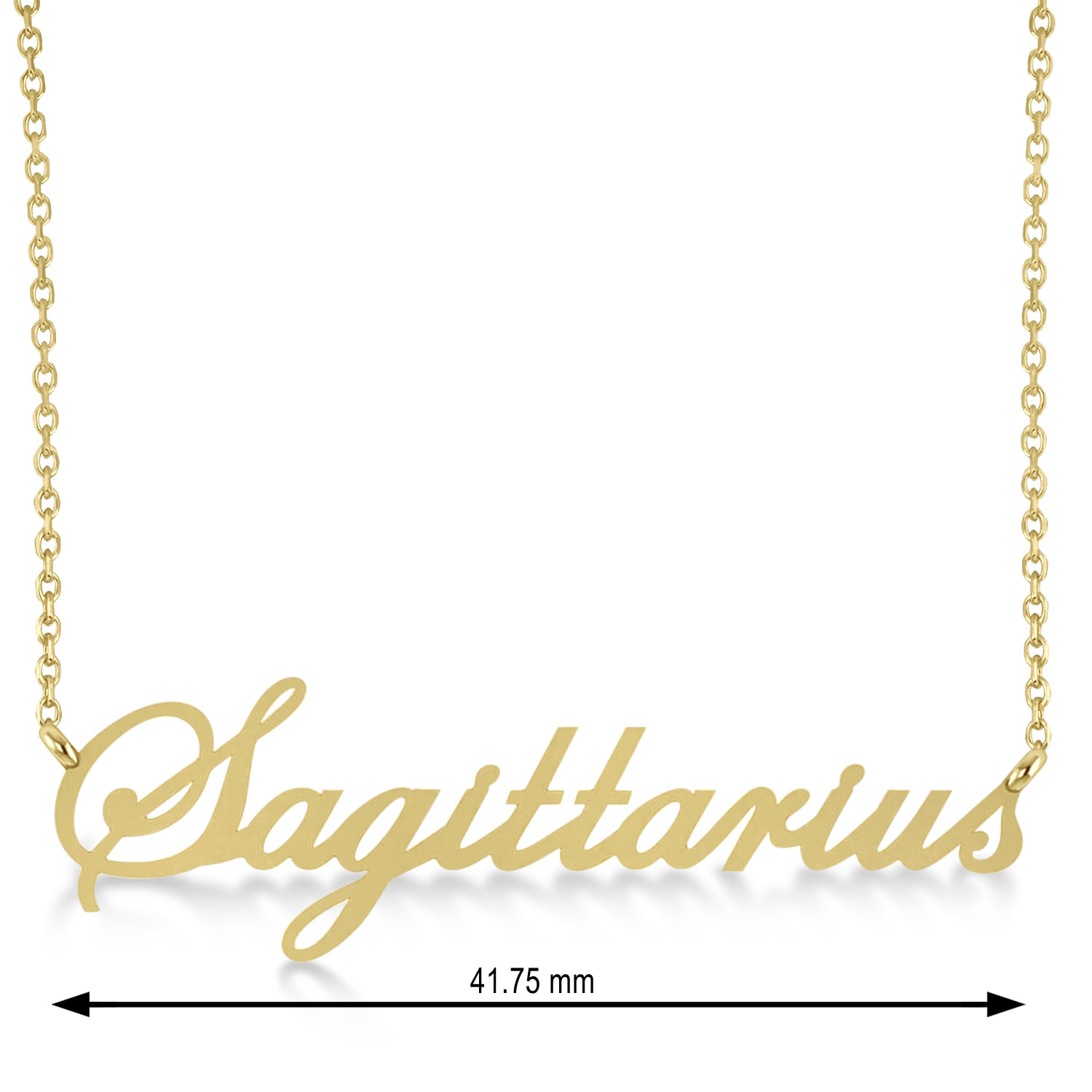 Sagittarius Zodiac Text Pendant Necklace 14k Yellow Gold
