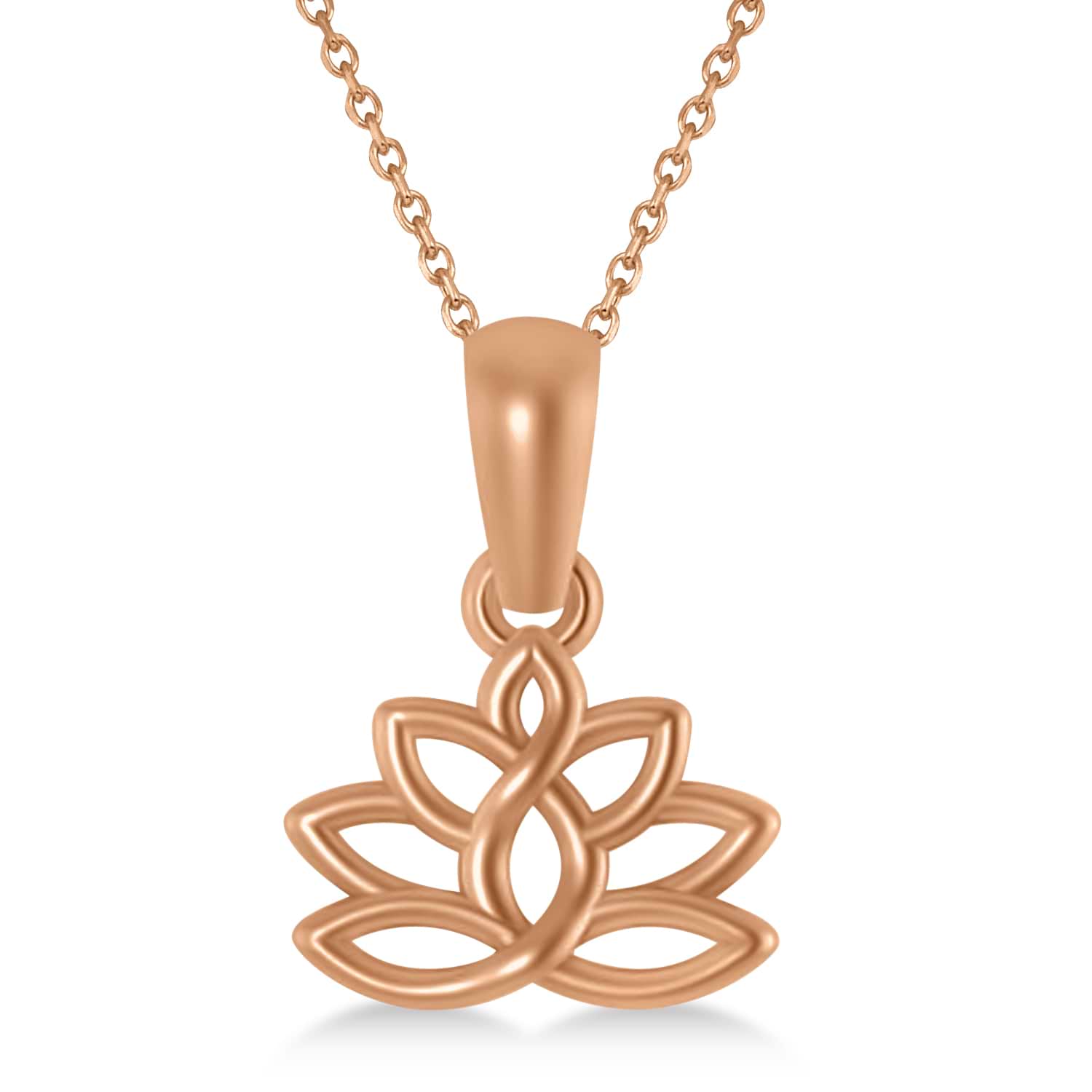 Lotus Flower Pendant Necklace 14k Rose Gold