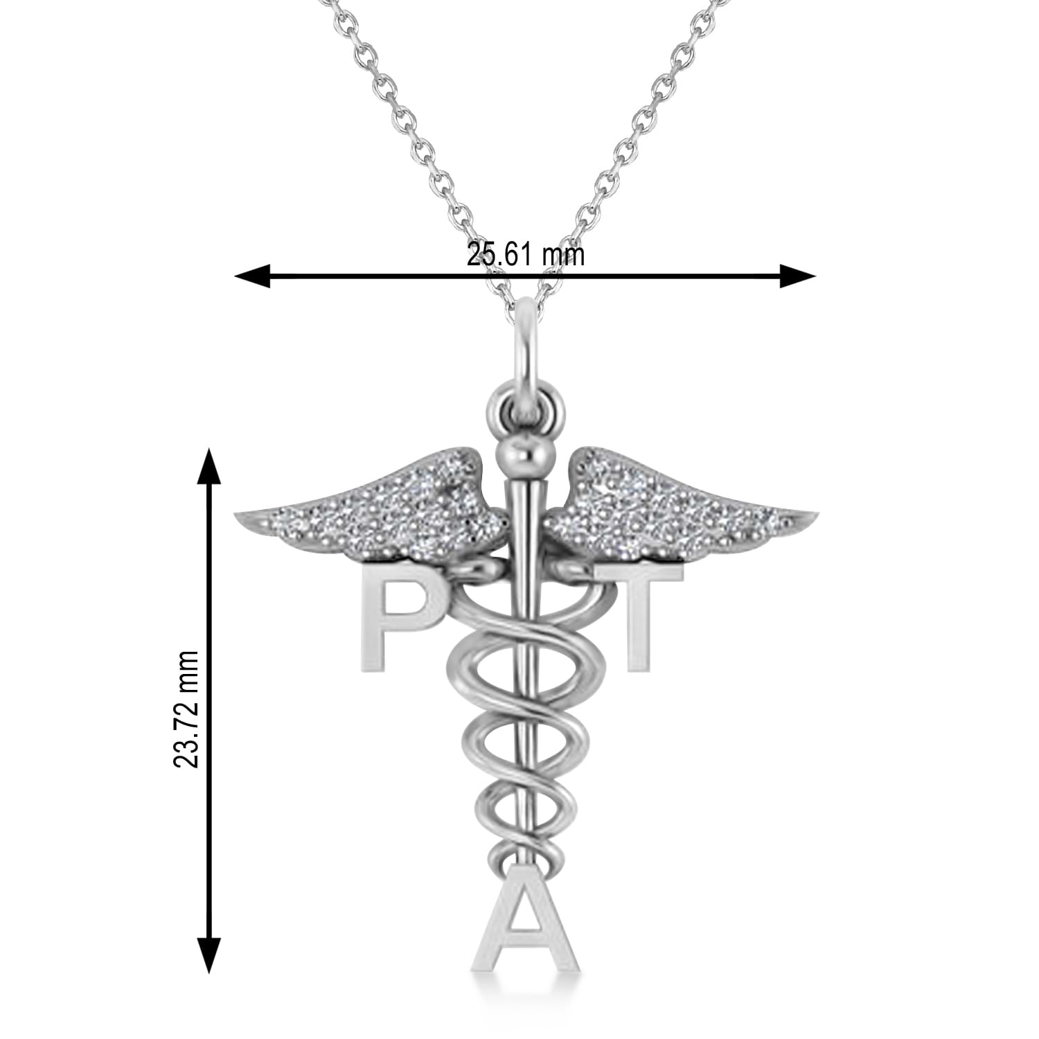 Diamond Medical PTA Symbol Pendant Necklace 14k White Gold (0.13ct)