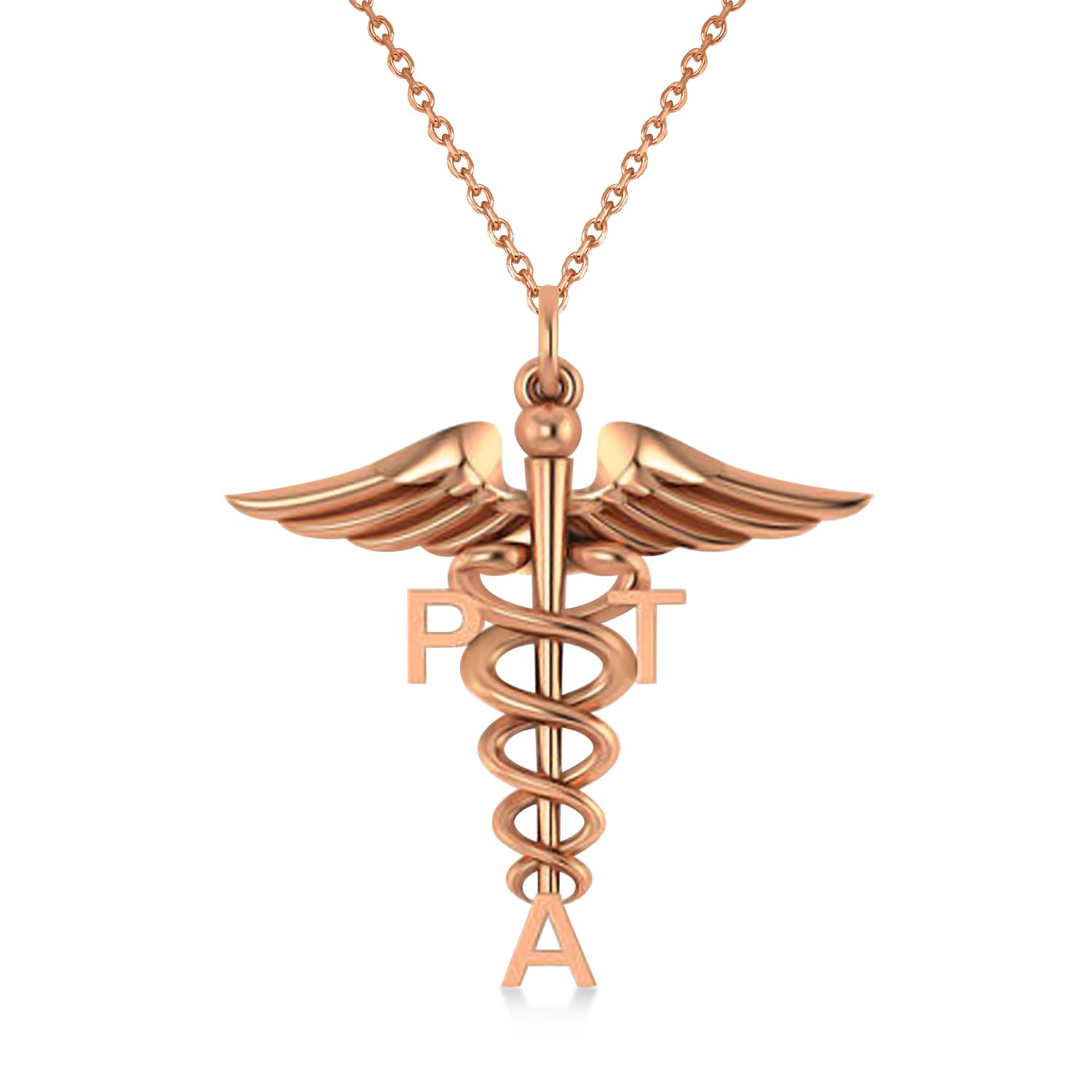 Medical PTA Symbol Pendant Necklace 14k Rose Gold