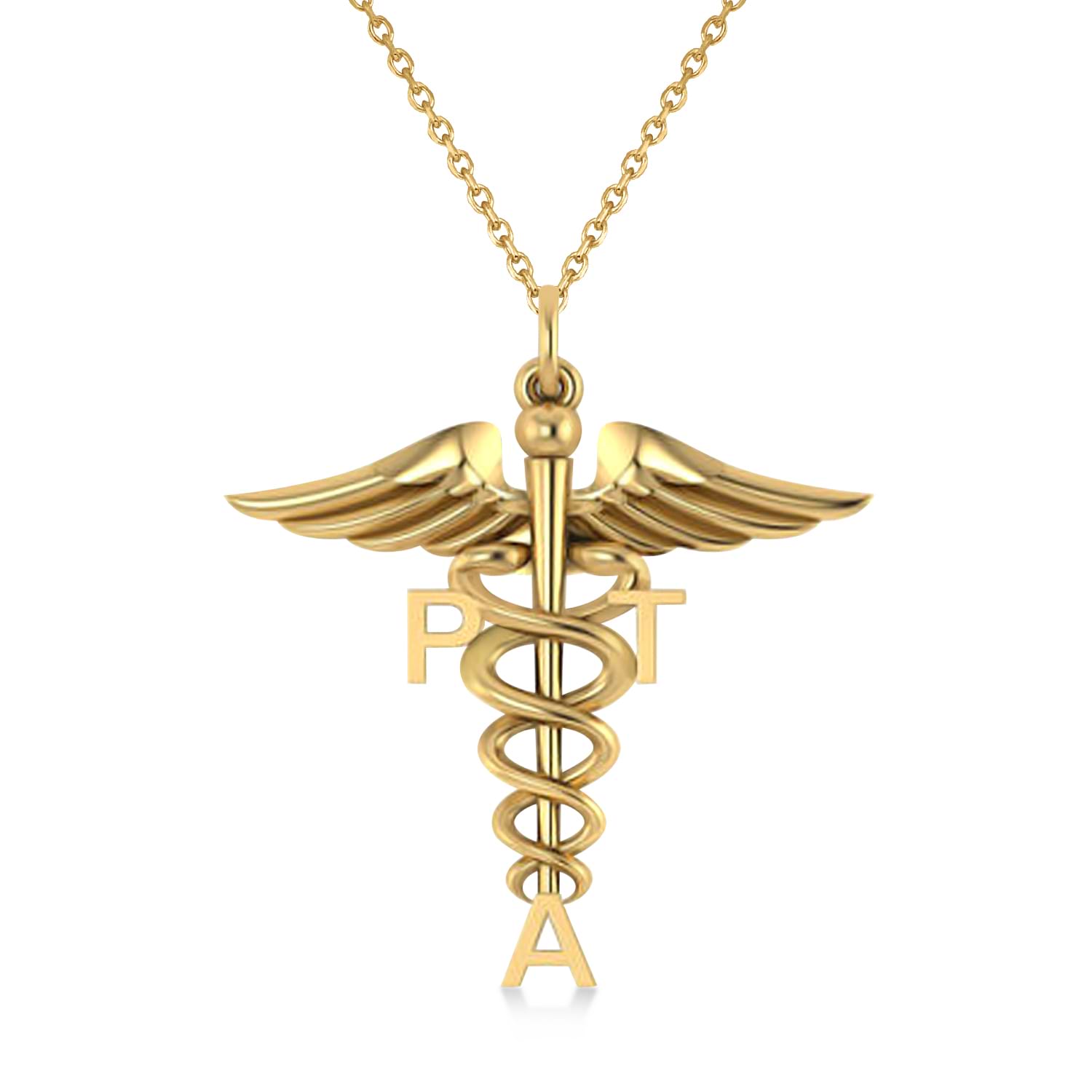 Medical PTA Symbol Pendant Necklace 14k Yellow Gold - AZ3418