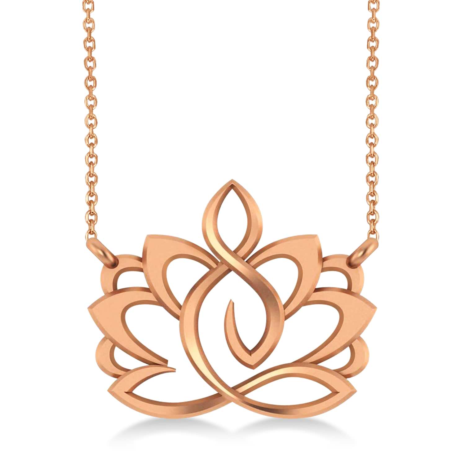 Yoga Lotus Flower Pendant Necklace 14k Rose Gold
