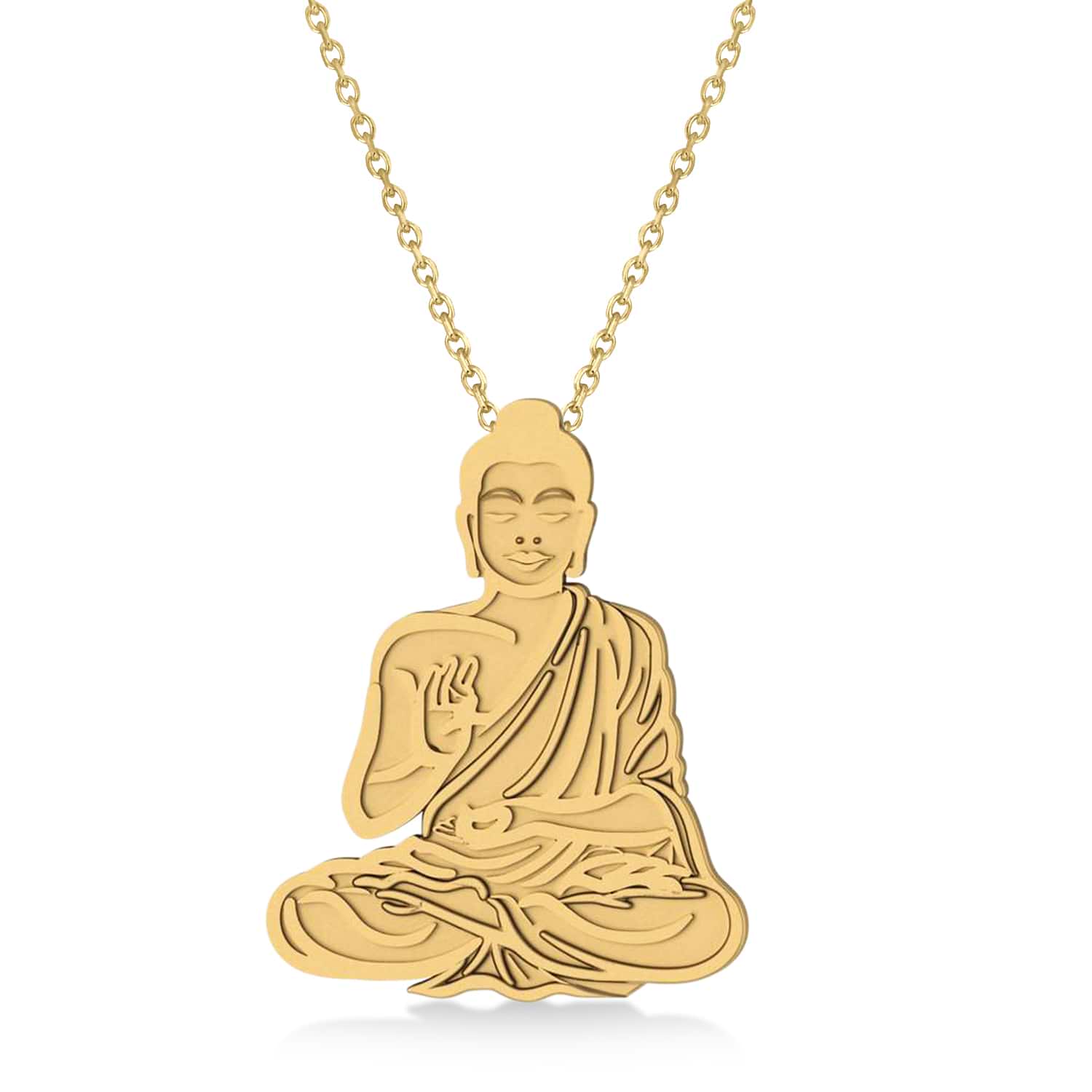 Buddha Spirituality Pendant Necklace 14k Yellow Gold