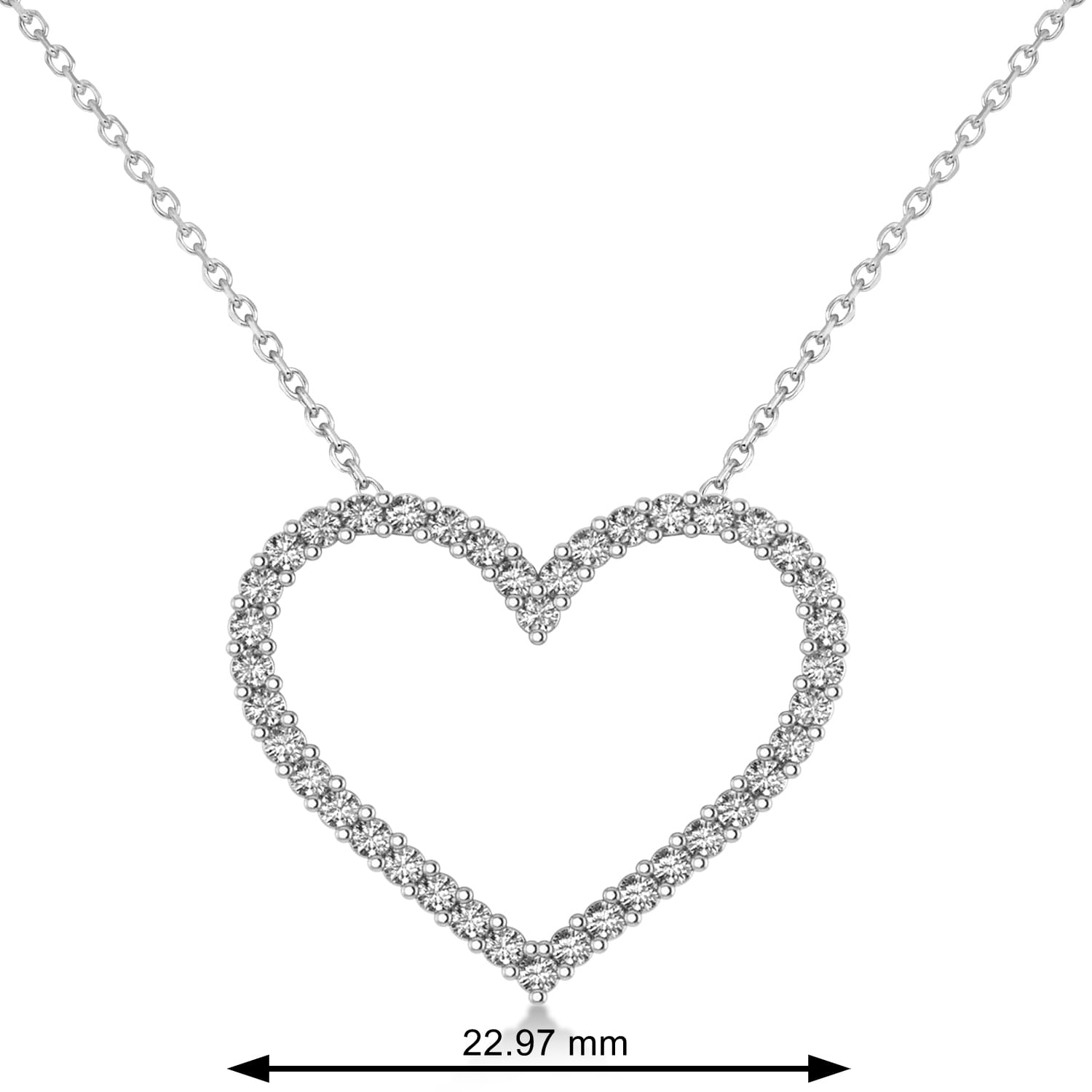 Diamond Open Heart Pendant Necklace 14k White Gold (0.60ct) - AZ9822
