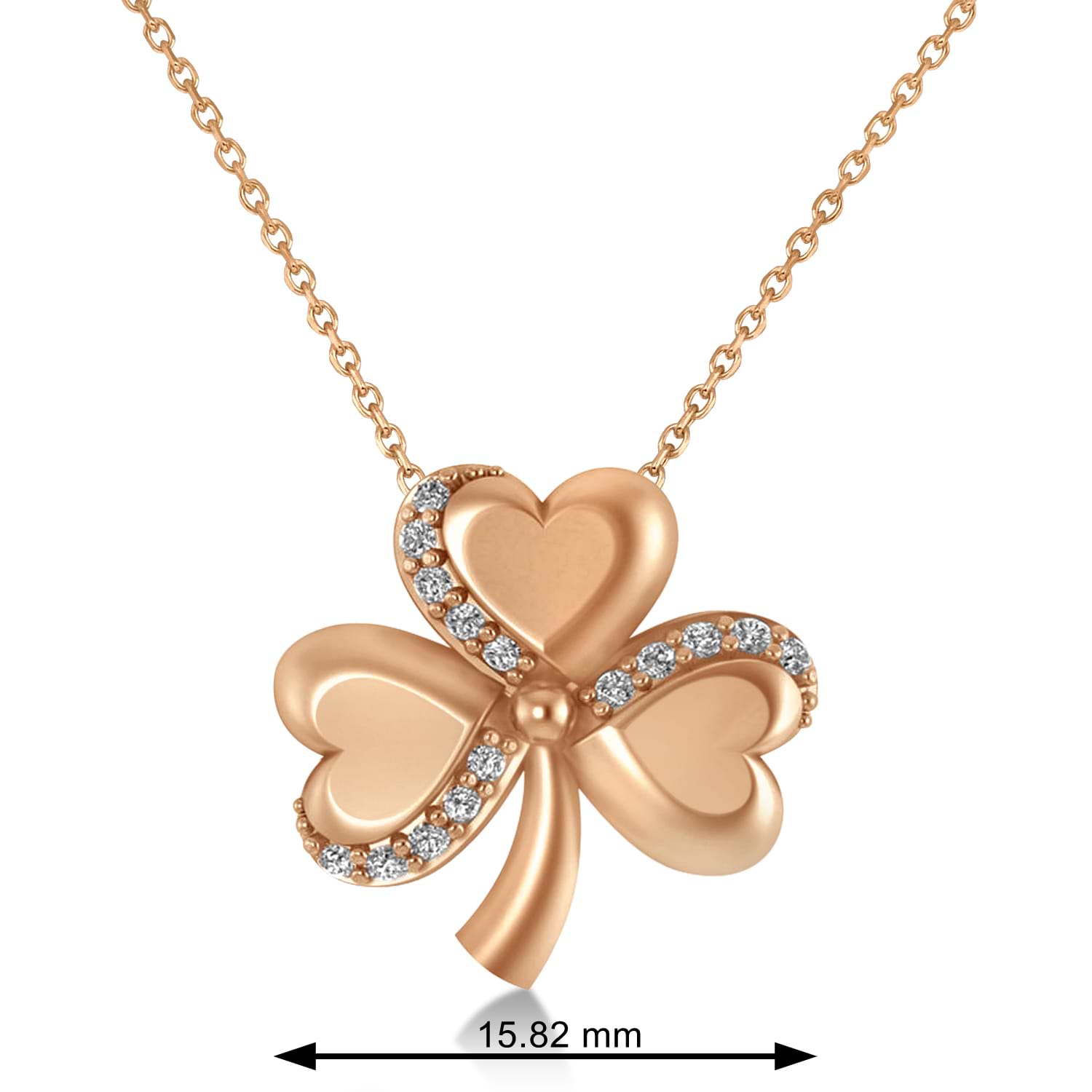 14K Rose Gold Three Leafed Clover Pendant Necklace