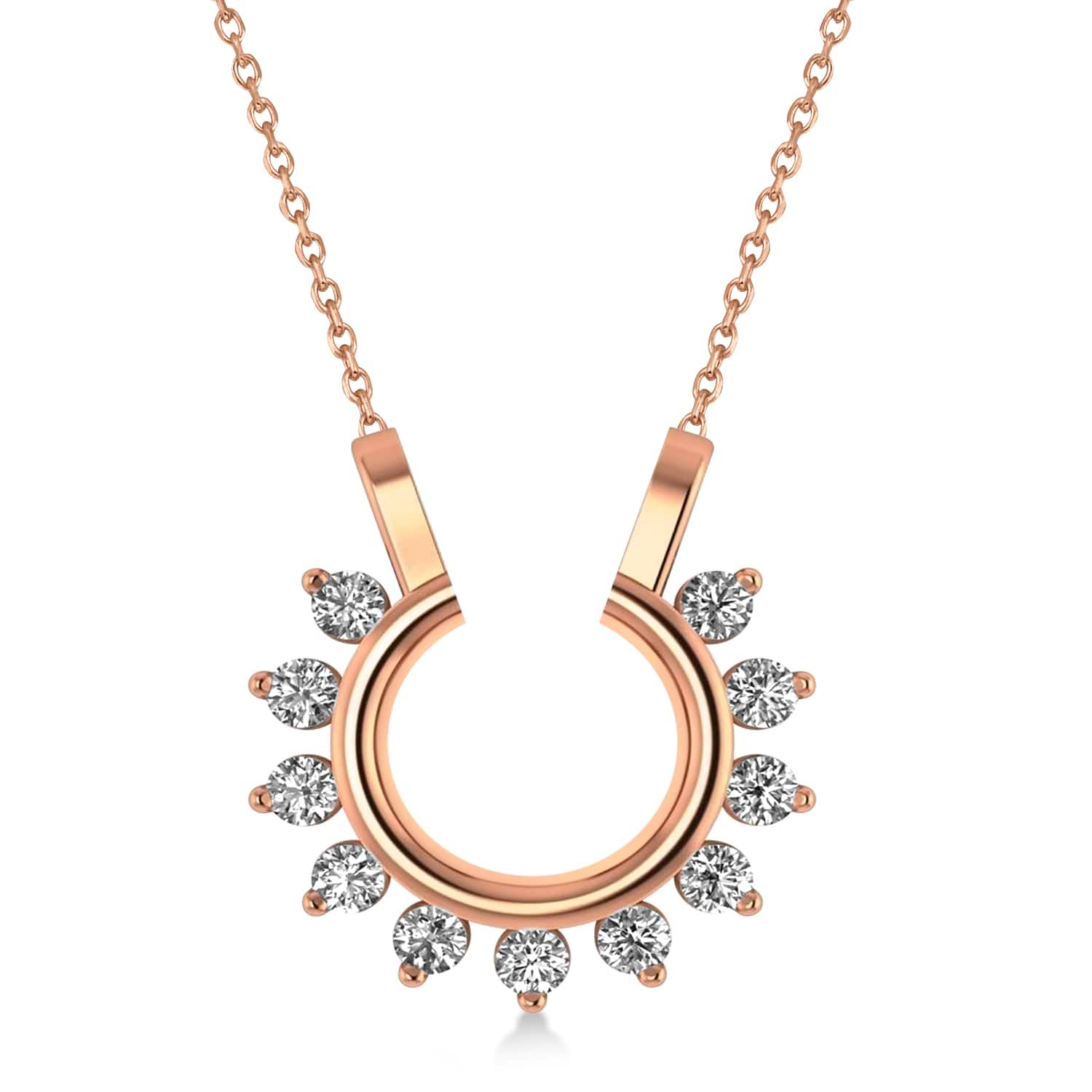 Diamond Open Circle Pendant Necklace 14k Rose Gold (0.77ct)