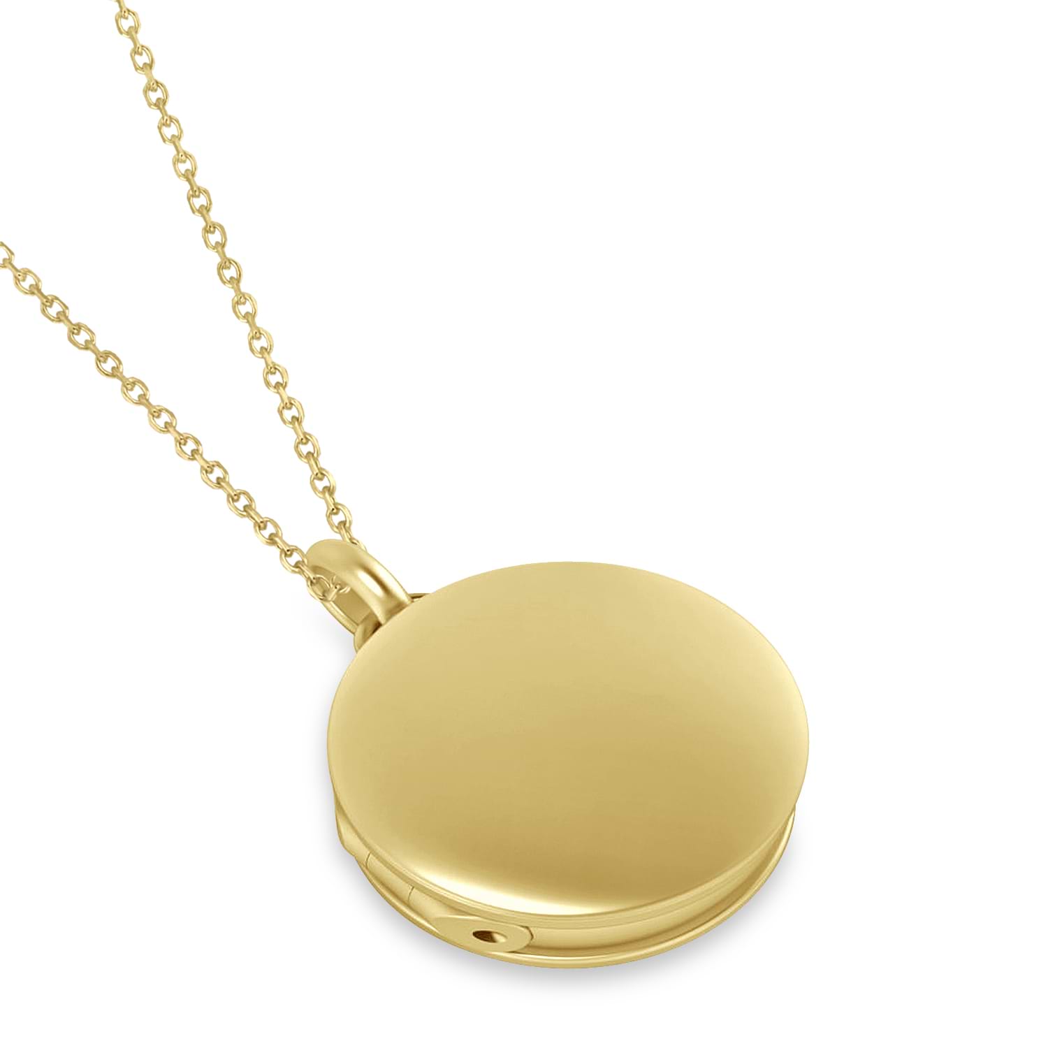 Round Engravable Locket Pendant Necklace 14k Yellow Gold - AZ9838