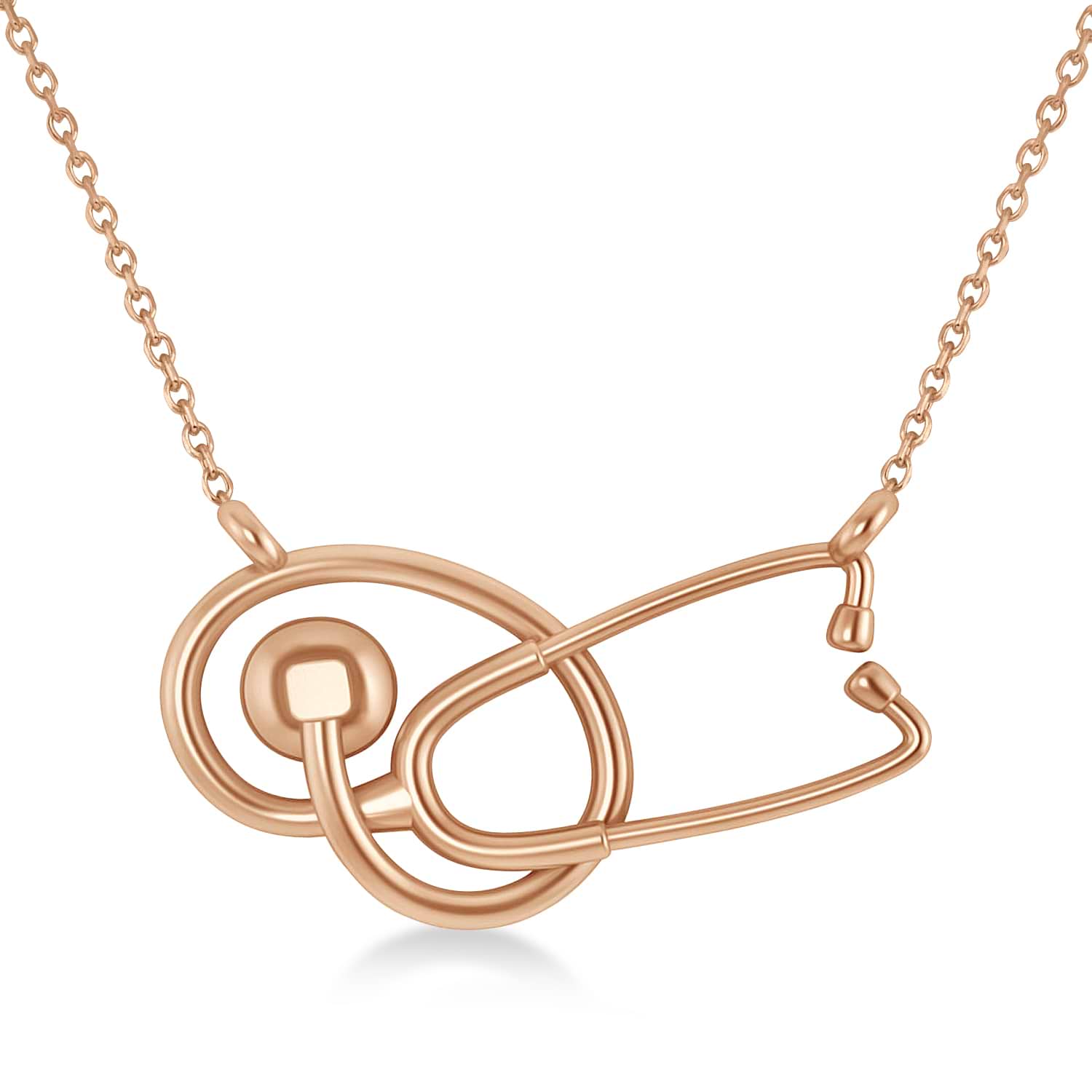 Stethoscope Pendant Necklace 14k Rose Gold