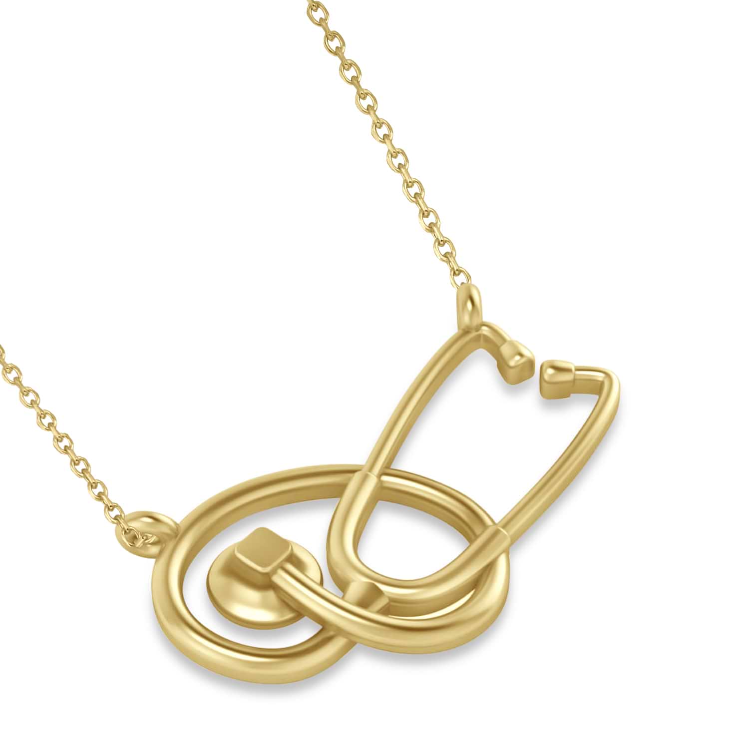 Stethoscope Pendant Necklace 14k Yellow Gold