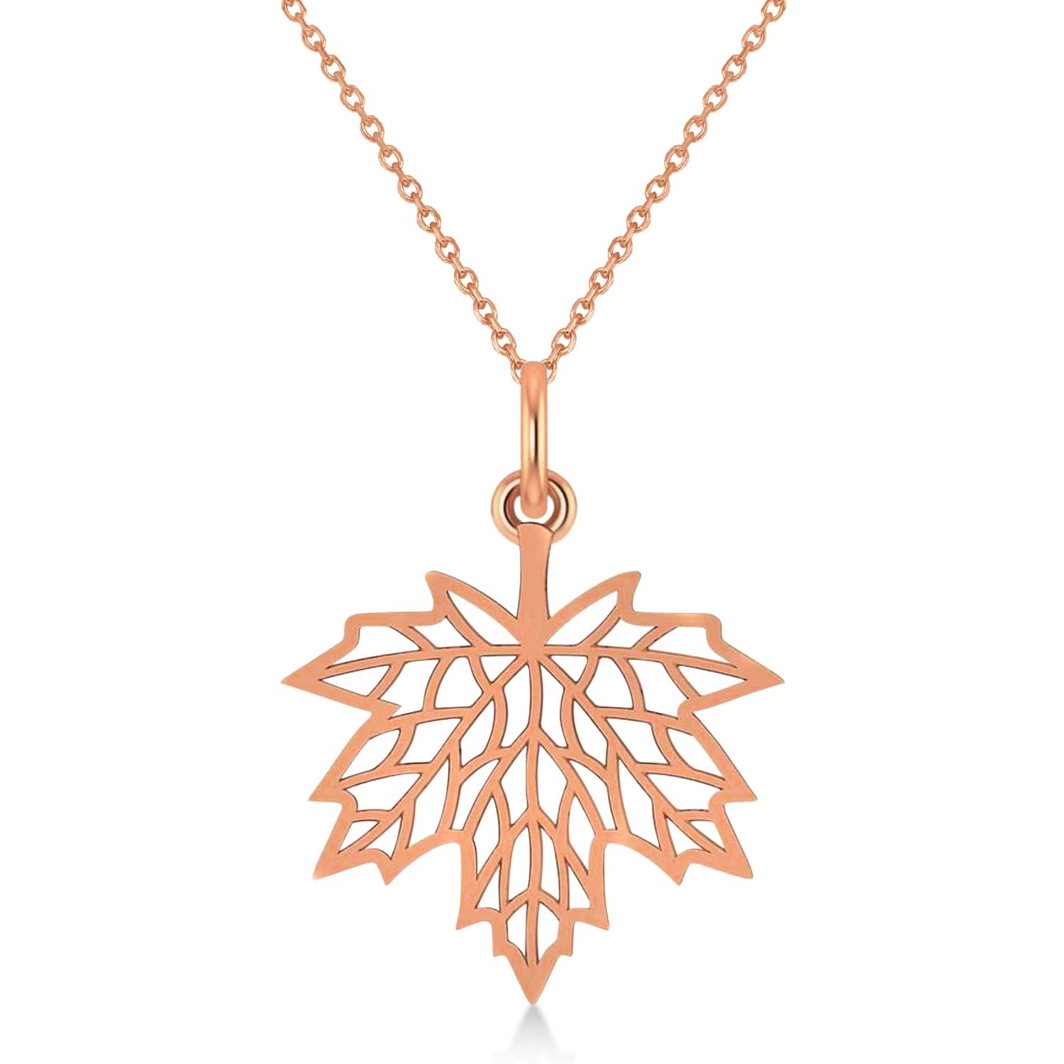 Maple Leaf Pendant Necklace 14k Rose Gold