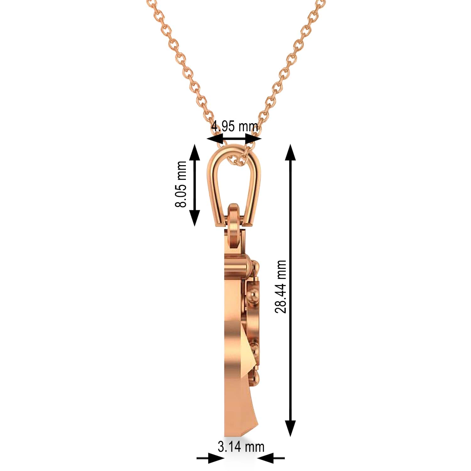 Men's Anchor With Ship's Wheel Pendant Necklace 14k Rose Gold