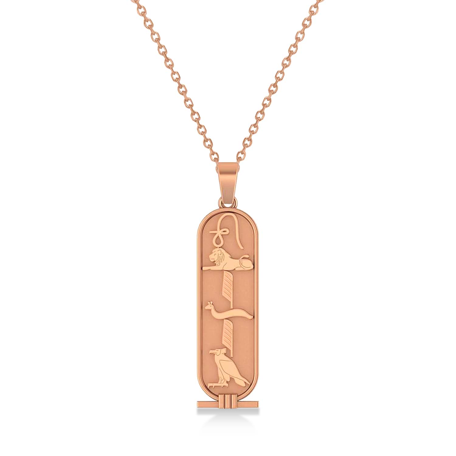 Egyptian Cartouche Pendant Necklace 14k Rose Gold