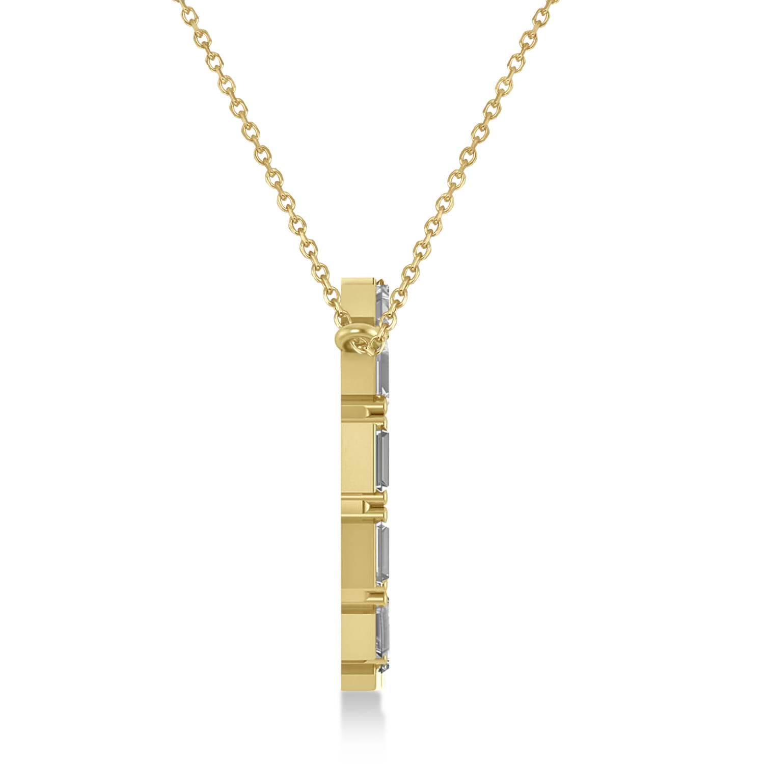 Diamond Baguette Formed Circle of Life Pendant Necklace 14k Yellow Gold (1.82ct)