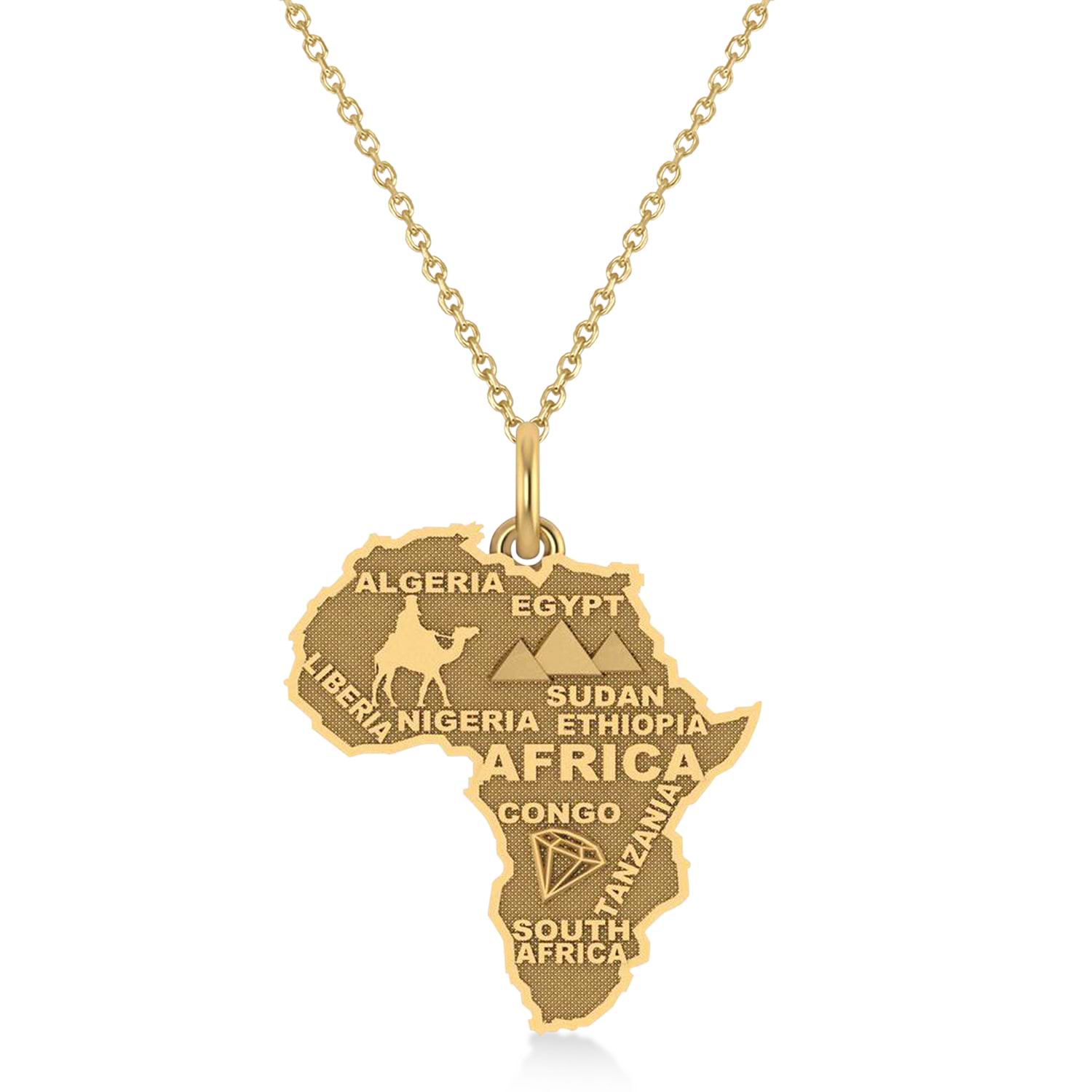 Rose Gold Map of Africa Pendant Necklace