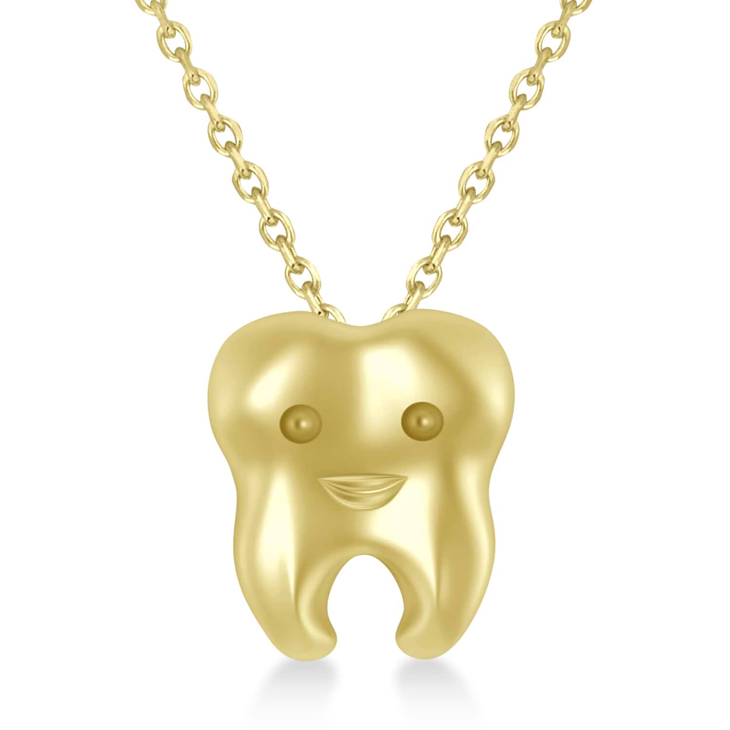 Smiling Tooth Pendant Necklace 14k Yellow Gold