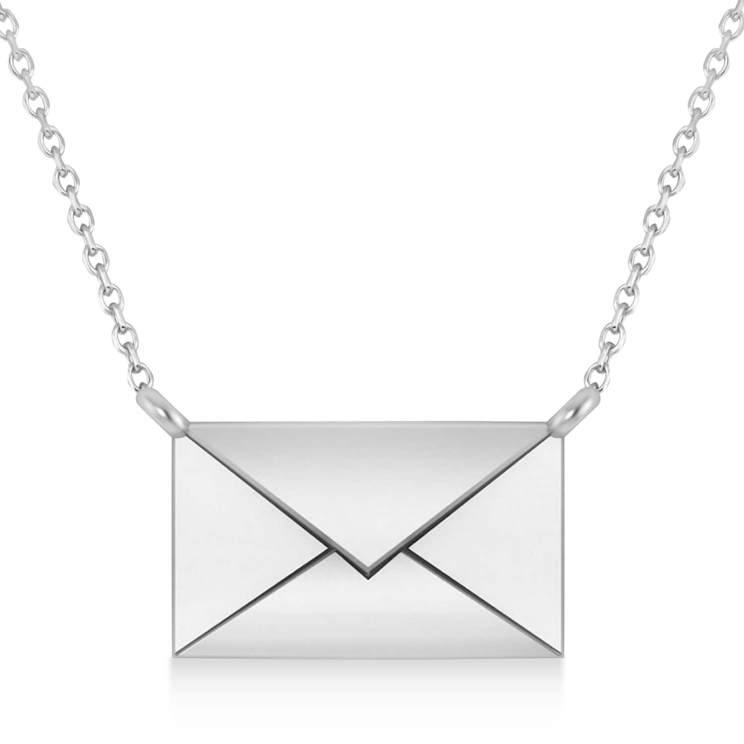 Engravable Love Letter Envelope Pendant Necklace 14k White Gold