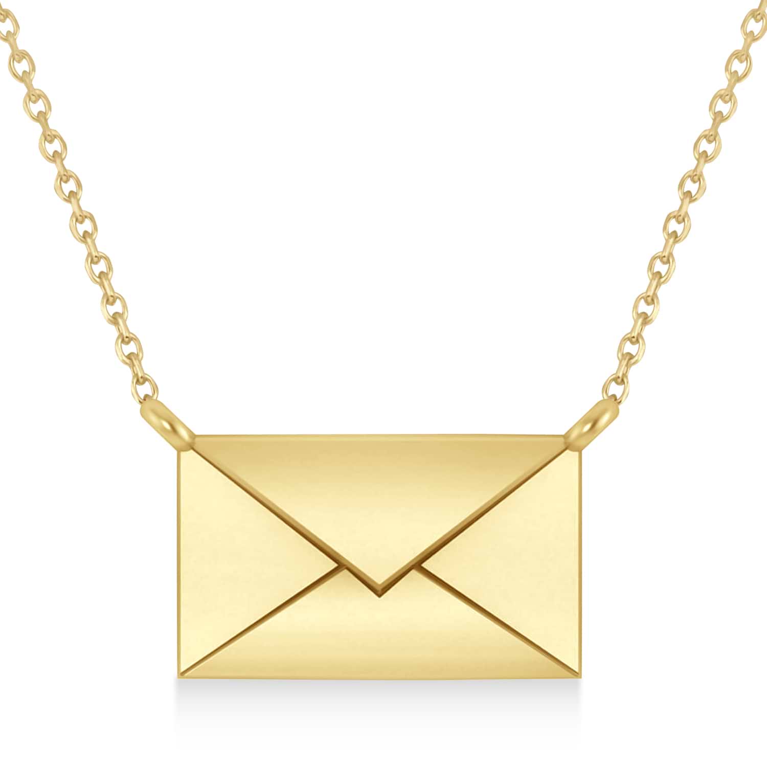 Engravable Love Letter Envelope Pendant Necklace 14k Yellow Gold