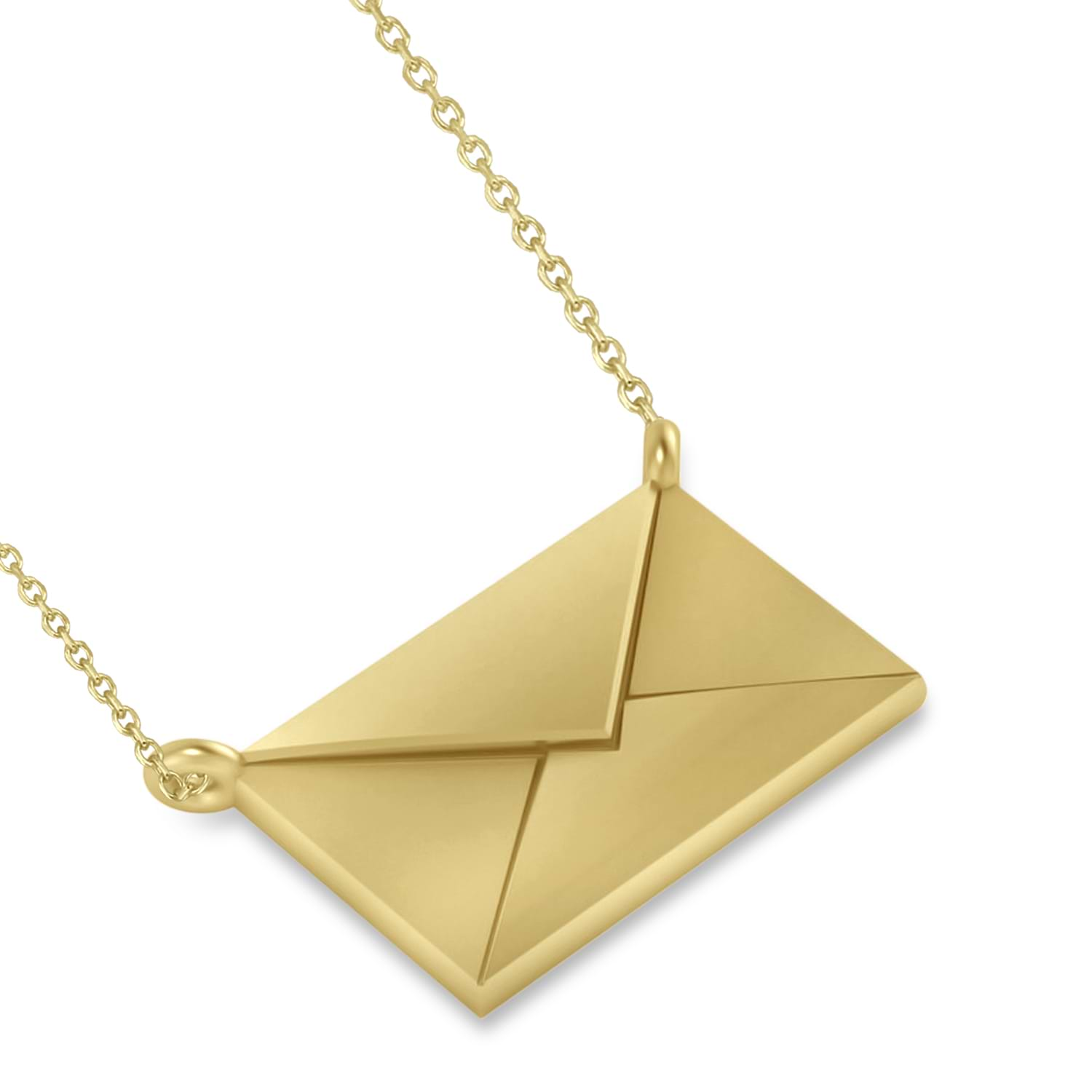 Engravable Love Letter Envelope Pendant Necklace 14k Yellow Gold