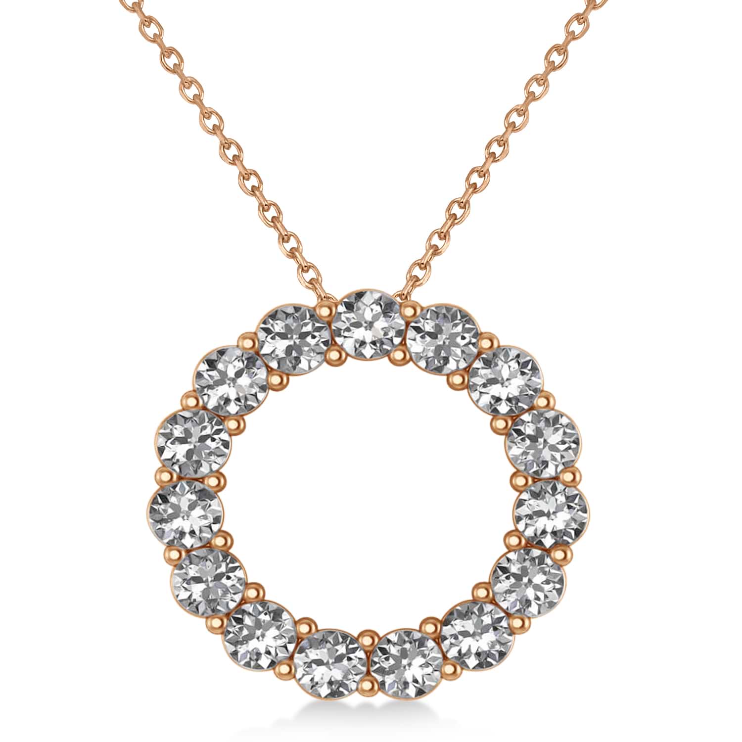 Diamond Circle of Life Pendant Necklace 14k Rose Gold (3.75ct)